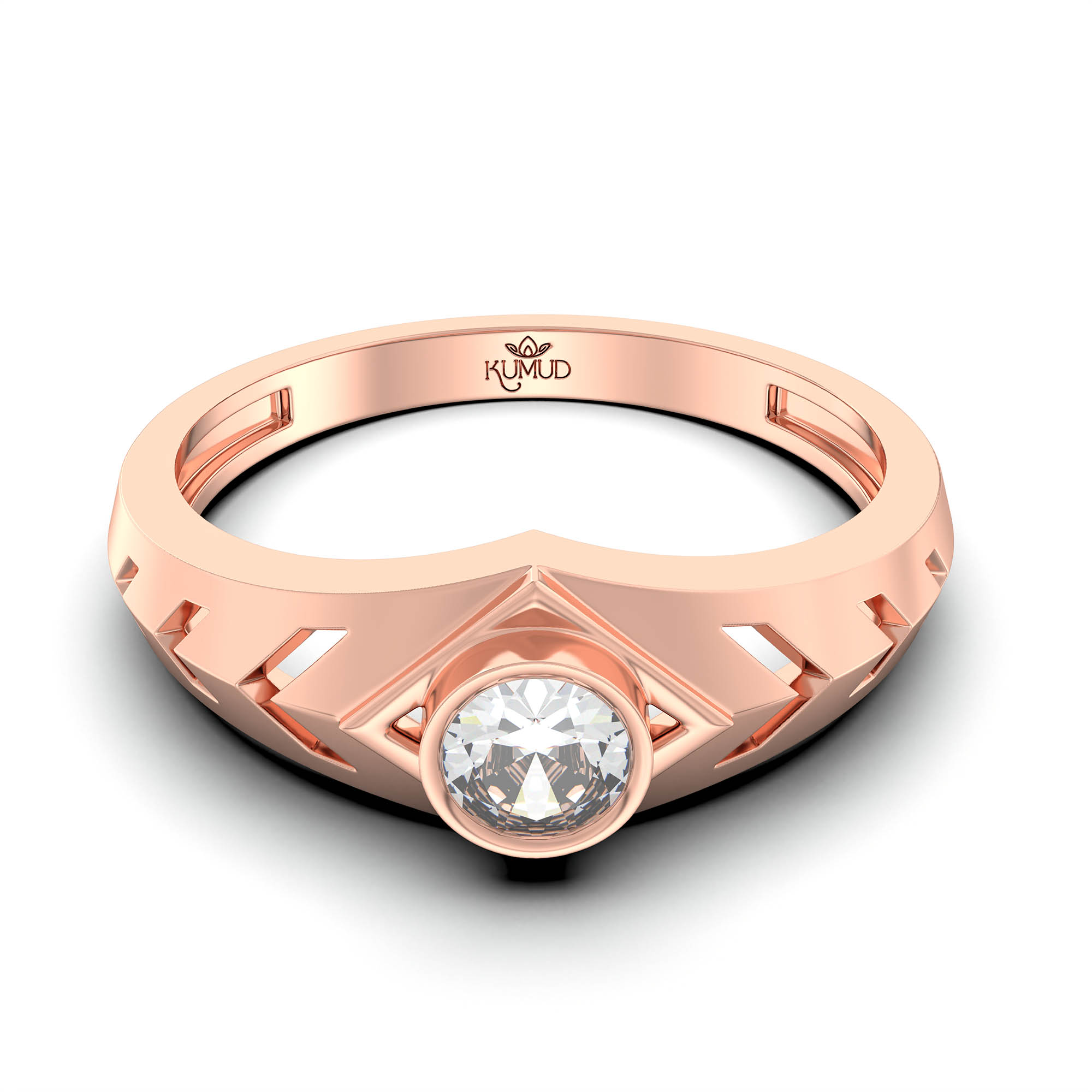 Lab-Grown Diamond Solitaire Ring for Men in 18K Rose Gold – 0.5 Ct Round, 6 g (Design K8-22-BBZAA) thumbnail