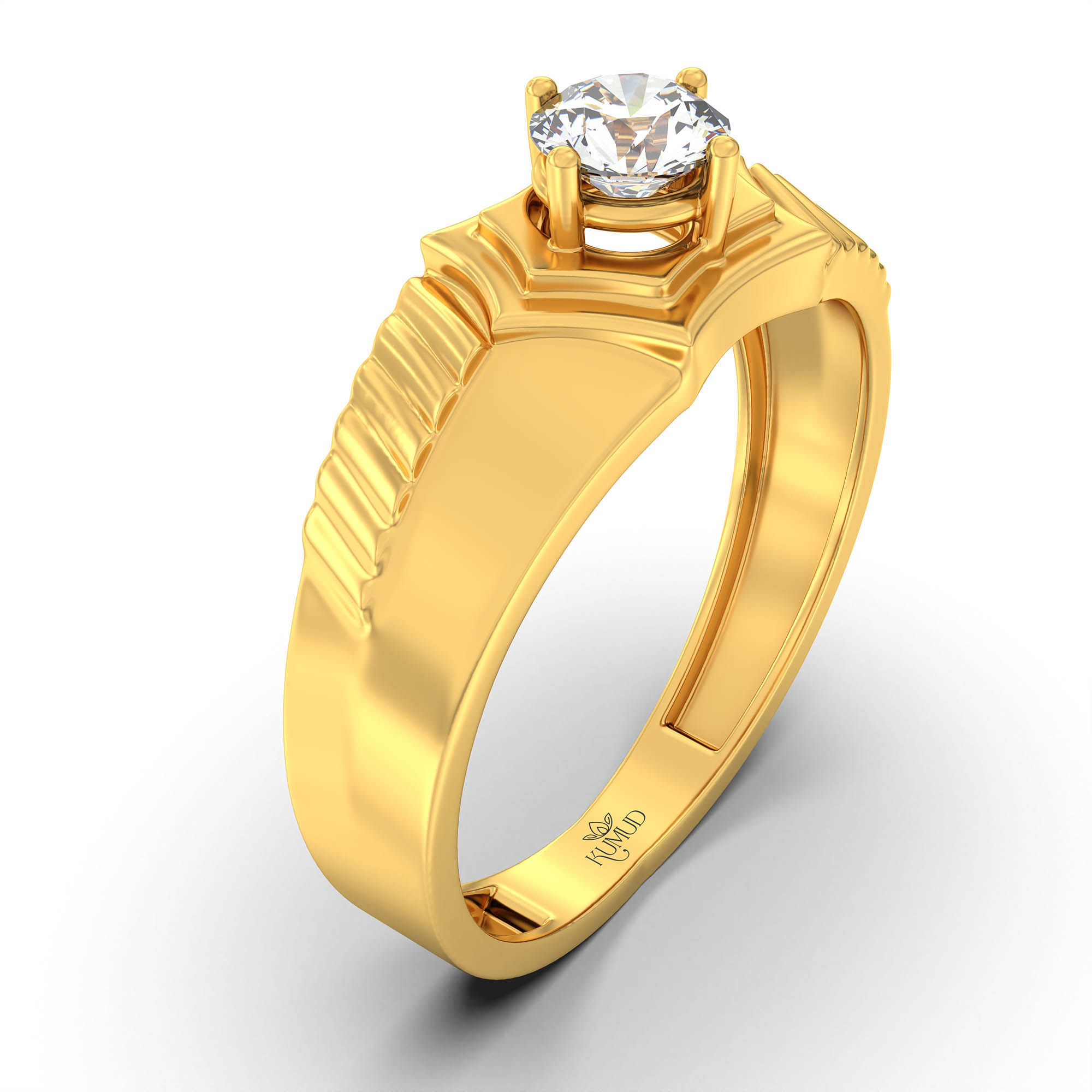 Lab-Grown Diamond Solitaire Ring for Men in 22K Yellow Gold – 0.5 Ct Round, 6 g (Design K8-24-APGAA) thumbnail