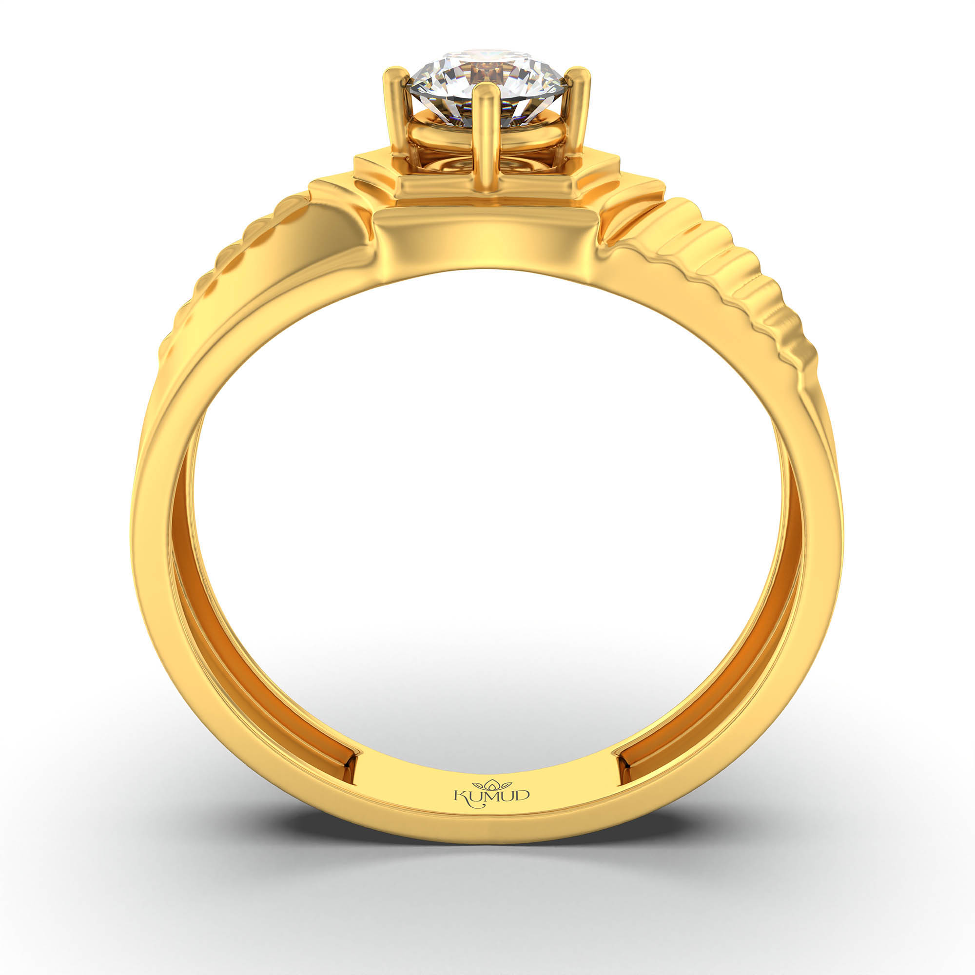 Lab-Grown Diamond Solitaire Ring for Men in 22K Yellow Gold – 0.5 Ct Round, 6 g (Design K8-24-APGAA) thumbnail