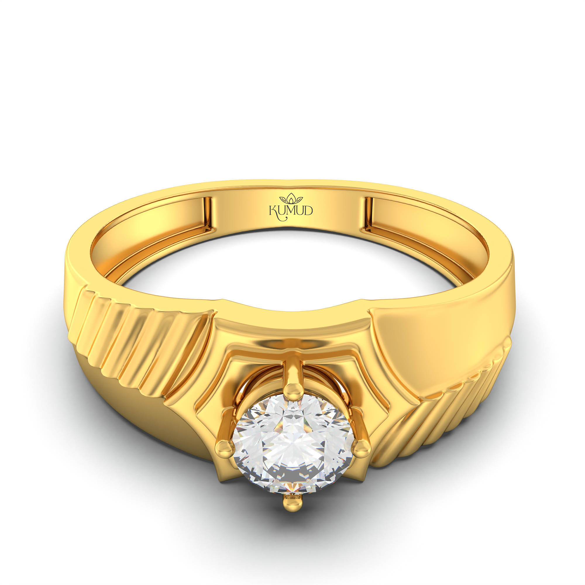 Lab-Grown Diamond Solitaire Ring for Men in 22K Yellow Gold – 0.5 Ct Round, 6 g (Design K8-24-APGAA) thumbnail