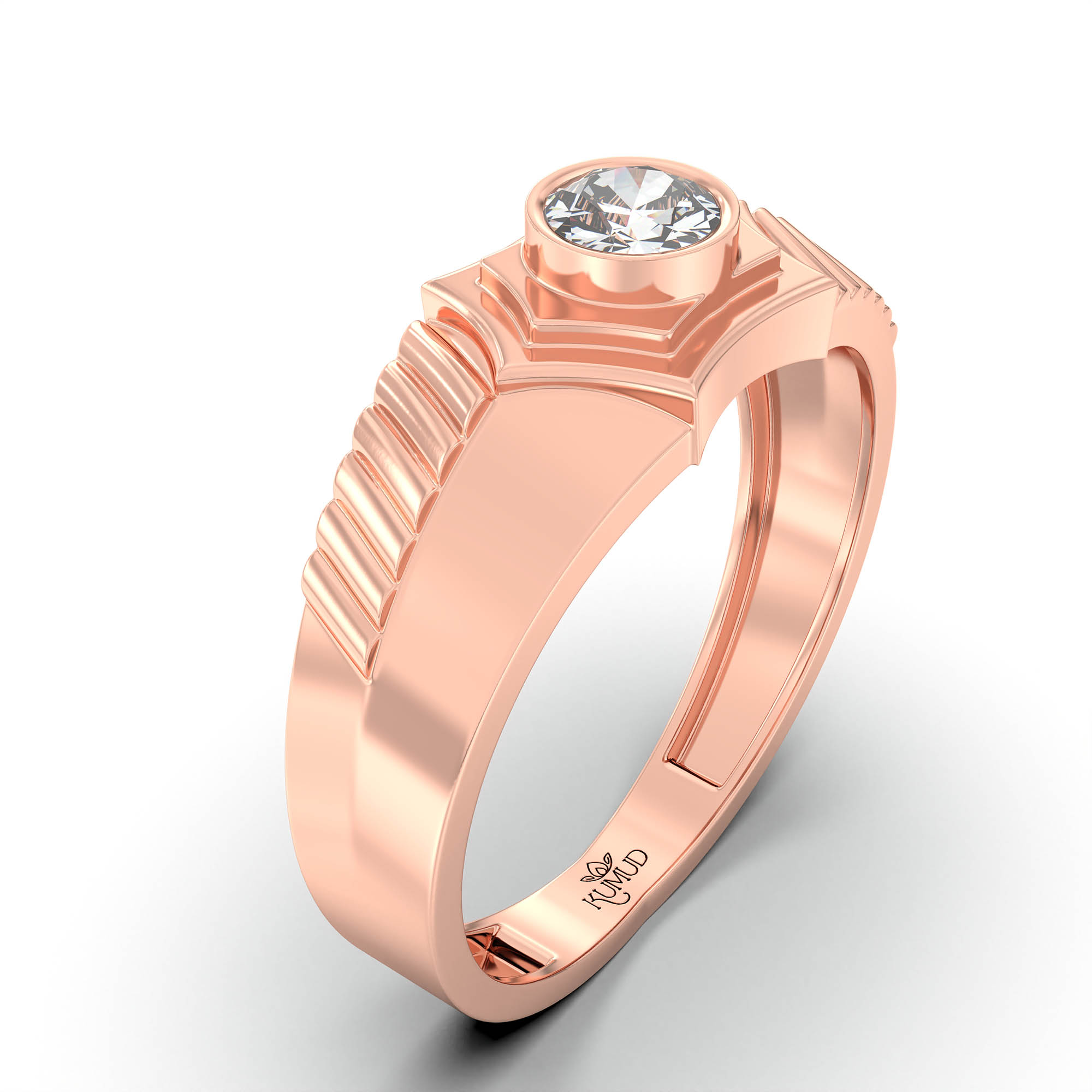 Lab-Grown Diamond Solitaire Ring for Men in 18K Rose Gold – 0.5 Ct Round, 6 g (Design K8-24-BBZAA) thumbnail