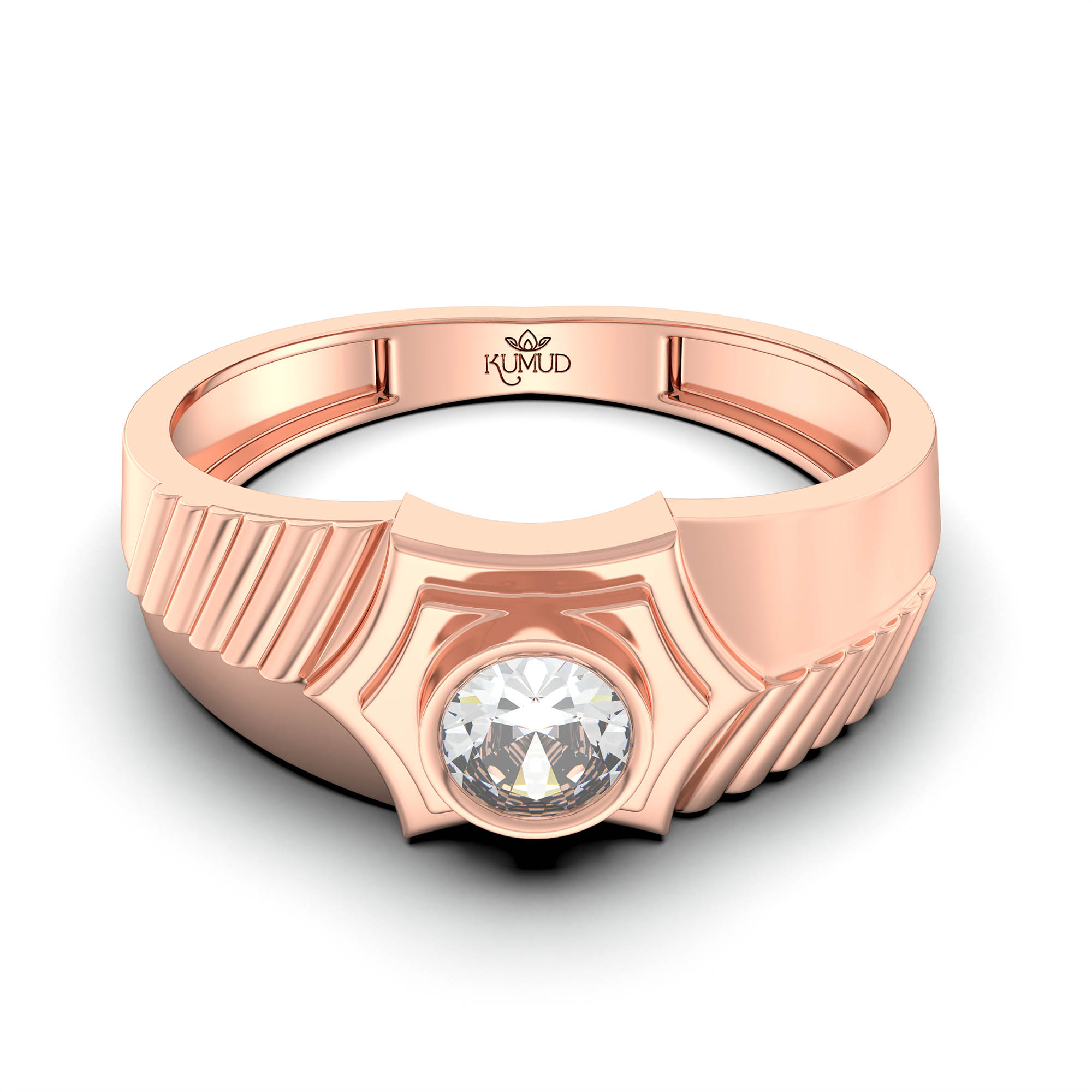 Lab-Grown Diamond Solitaire Ring for Men in 18K Rose Gold – 0.5 Ct Round, 6 g (Design K8-24-BBZAA) thumbnail