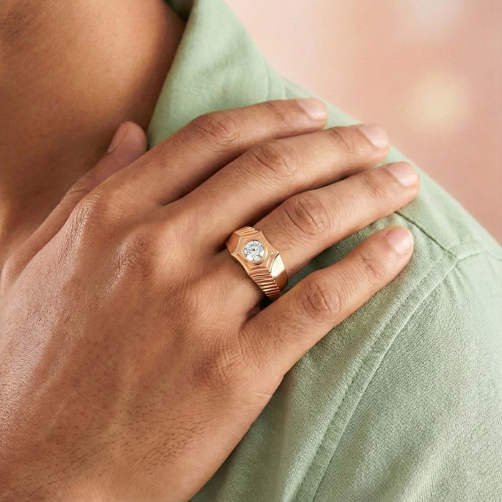 Lab-Grown Diamond Solitaire Ring for Men in 18K Rose Gold – 0.5 Ct Round, 6 g (Design K8-24-BBZAA) thumbnail
