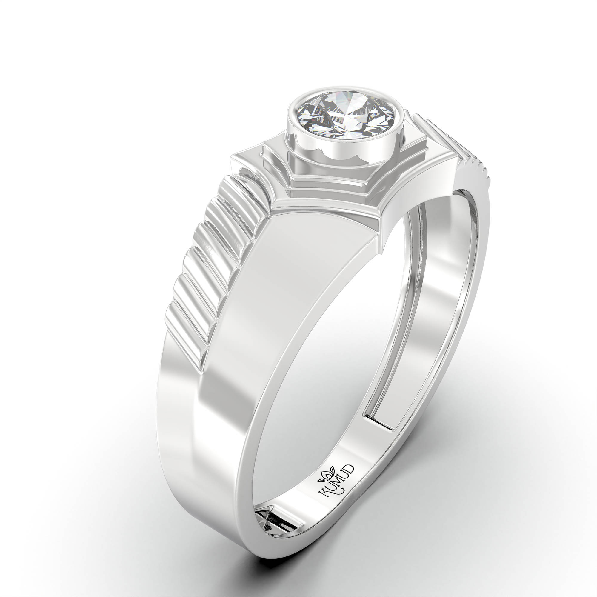Lab-Grown Diamond Solitaire Ring for Men in 18K White Gold – 0.5 Ct Round, 6 g (Design K8-24-BBZAA) thumbnail