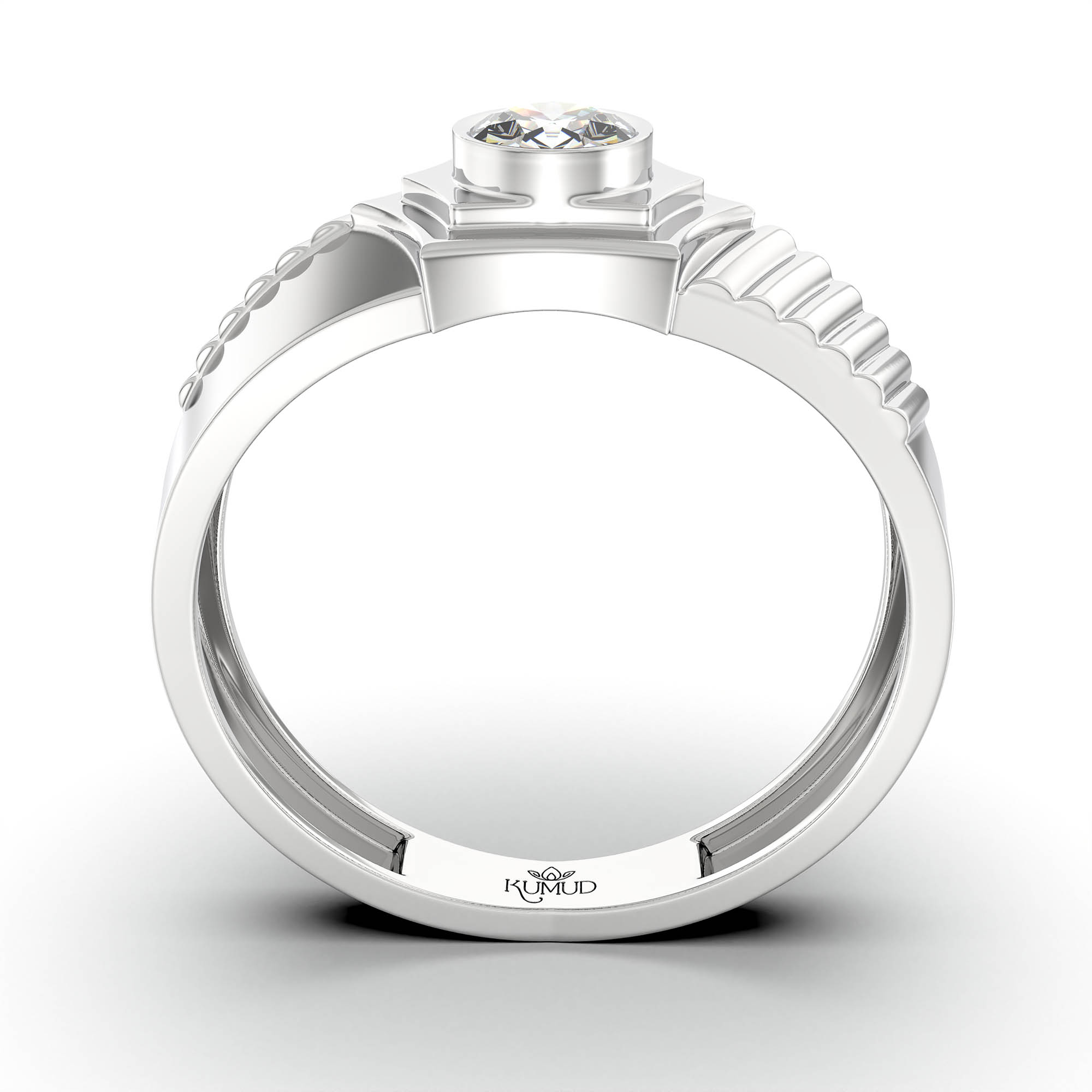 Lab-Grown Diamond Solitaire Ring for Men in 18K White Gold – 0.5 Ct Round, 6 g (Design K8-24-BBZAA) thumbnail