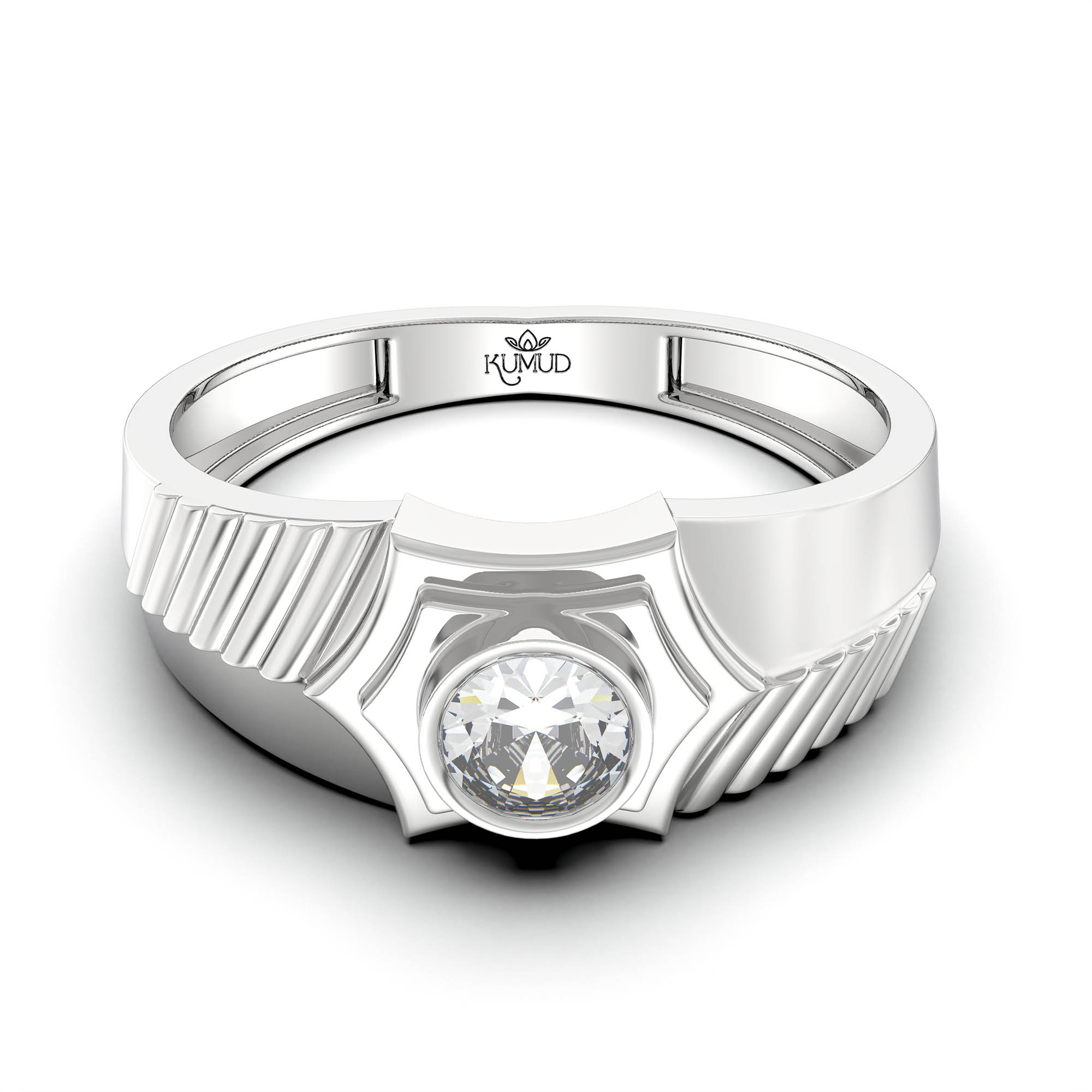 Lab-Grown Diamond Solitaire Ring for Men in 18K White Gold – 0.5 Ct Round, 6 g (Design K8-24-BBZAA) thumbnail