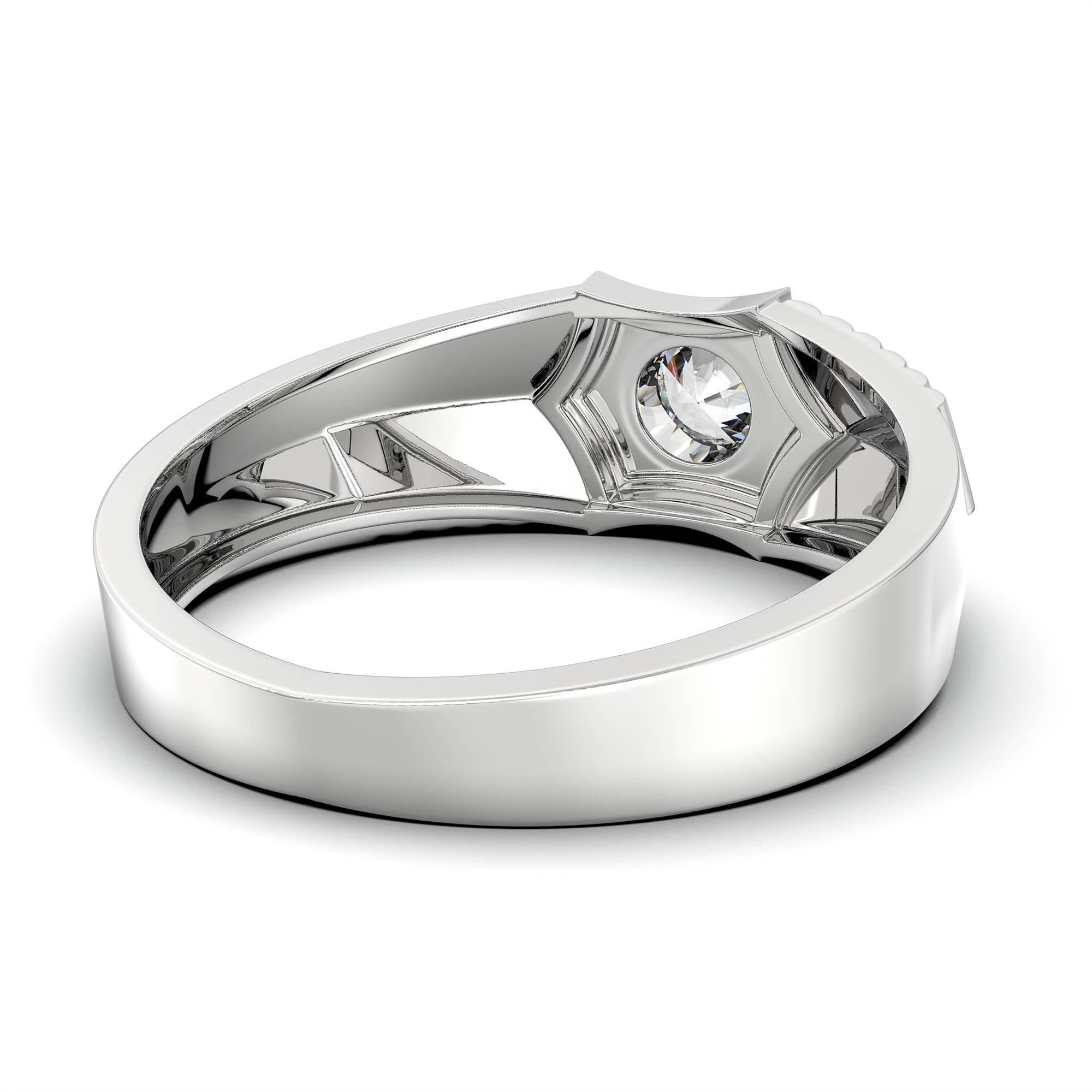 Lab-Grown Diamond Solitaire Ring for Men in 18K White Gold – 0.5 Ct Round, 6 g (Design K8-24-BBZAA) thumbnail