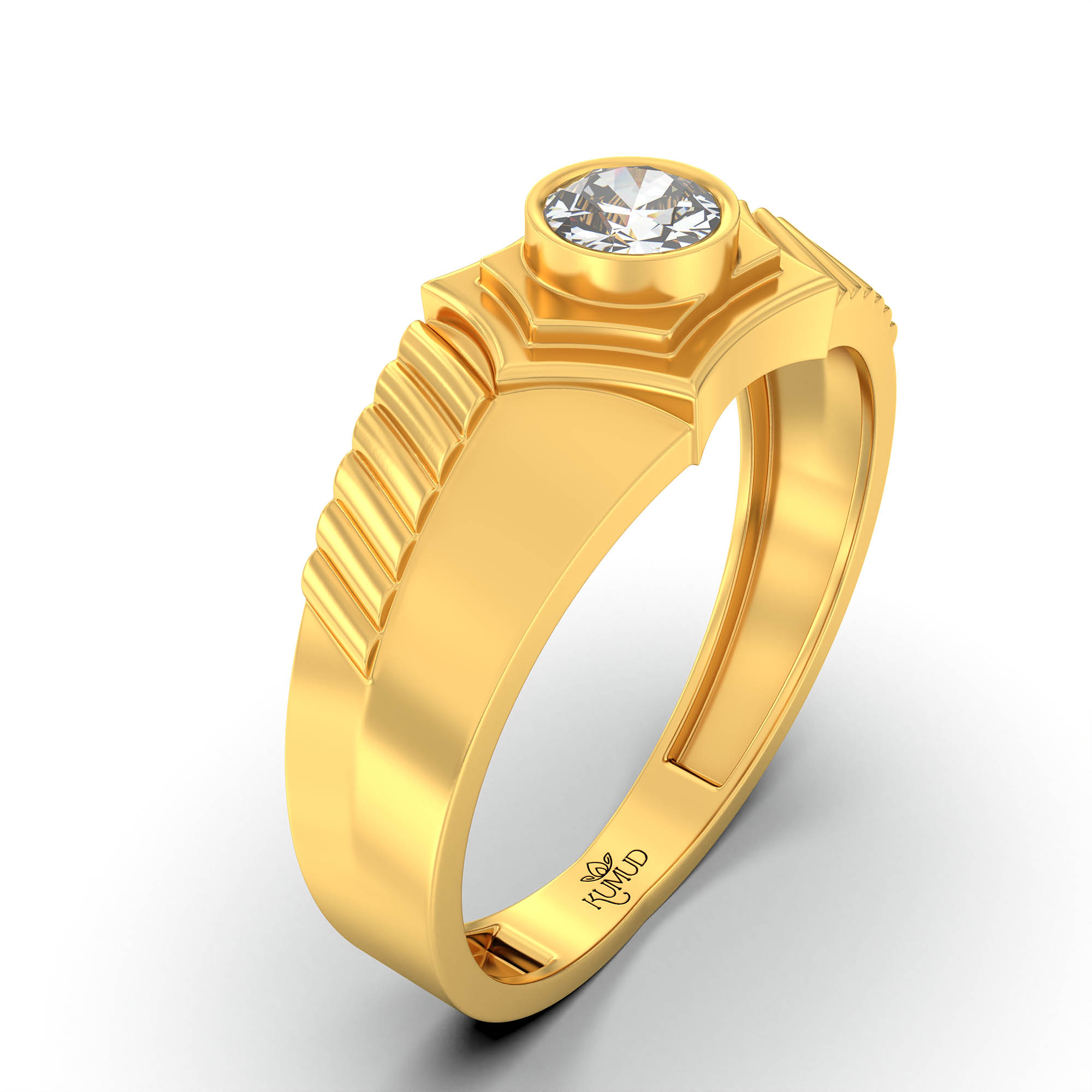 Lab-Grown Diamond Solitaire Ring for Men in 22K Yellow Gold – 0.5 Ct Round, 6 g (Design K8-24-BBZAA) thumbnail