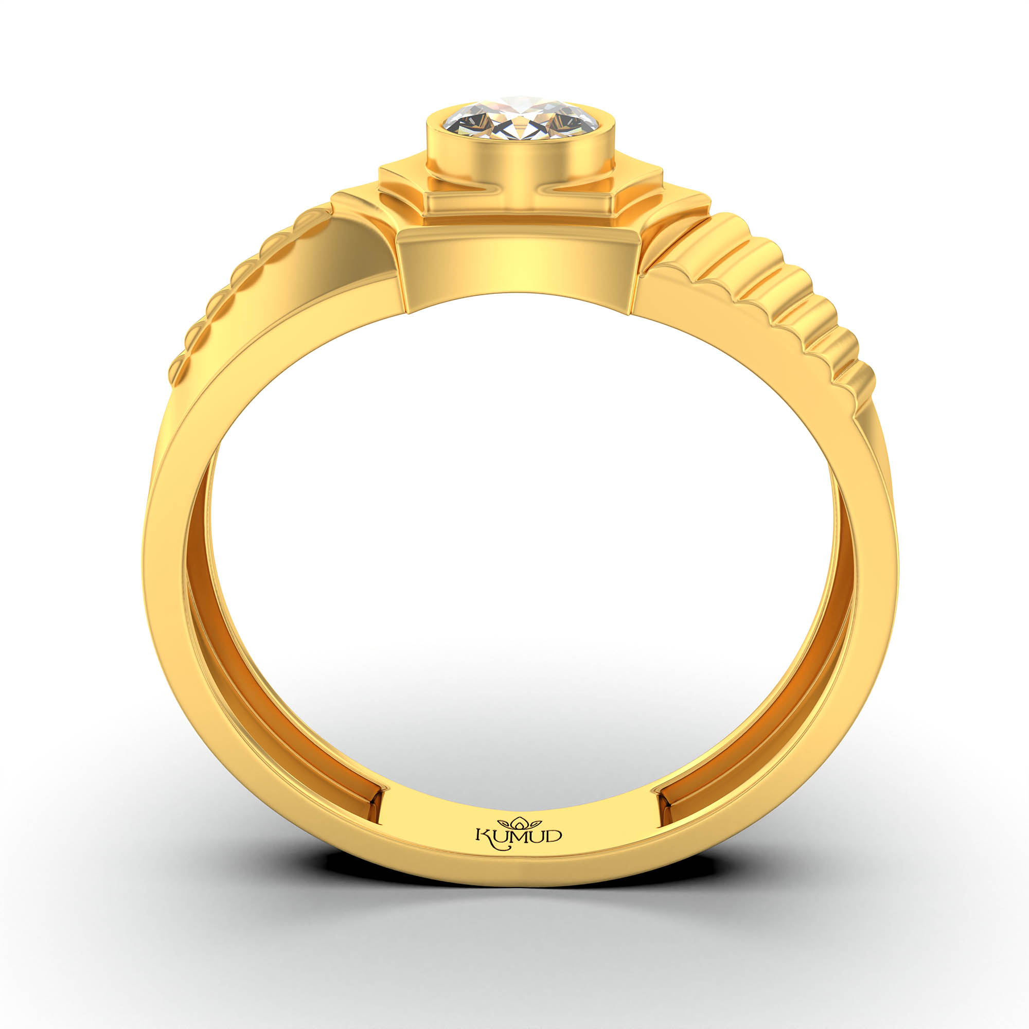 Lab-Grown Diamond Solitaire Ring for Men in 22K Yellow Gold – 0.5 Ct Round, 6 g (Design K8-24-BBZAA) thumbnail