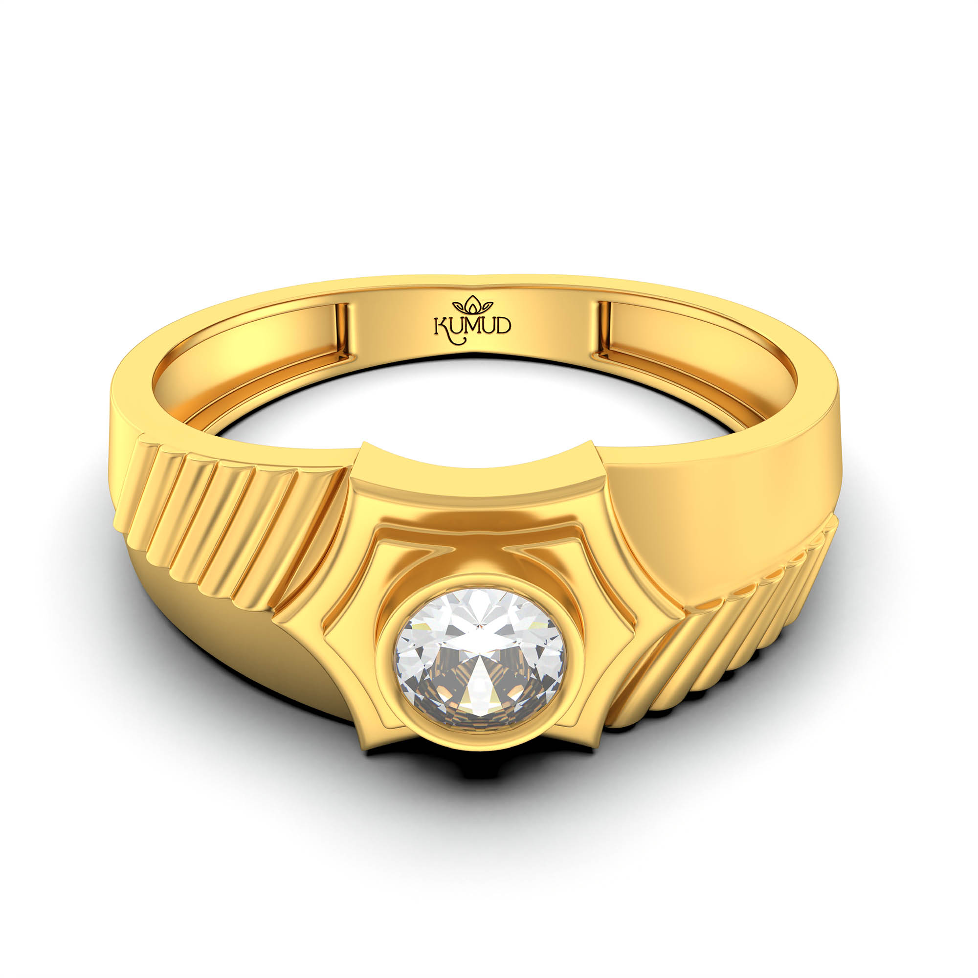 Lab-Grown Diamond Solitaire Ring for Men in 22K Yellow Gold – 0.5 Ct Round, 6 g (Design K8-24-BBZAA) thumbnail