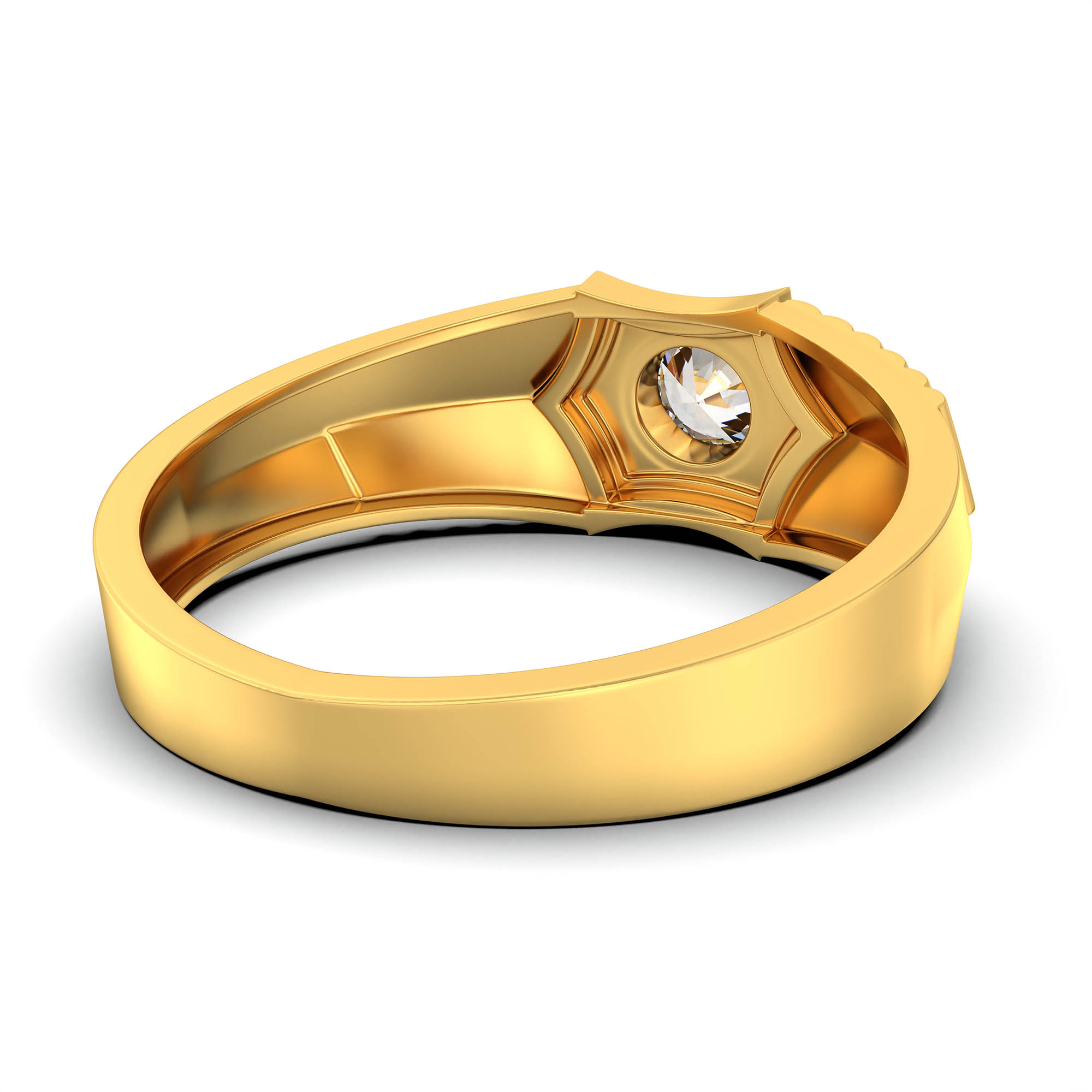 Lab-Grown Diamond Solitaire Ring for Men in 22K Yellow Gold – 0.5 Ct Round, 6 g (Design K8-24-BBZAA) thumbnail
