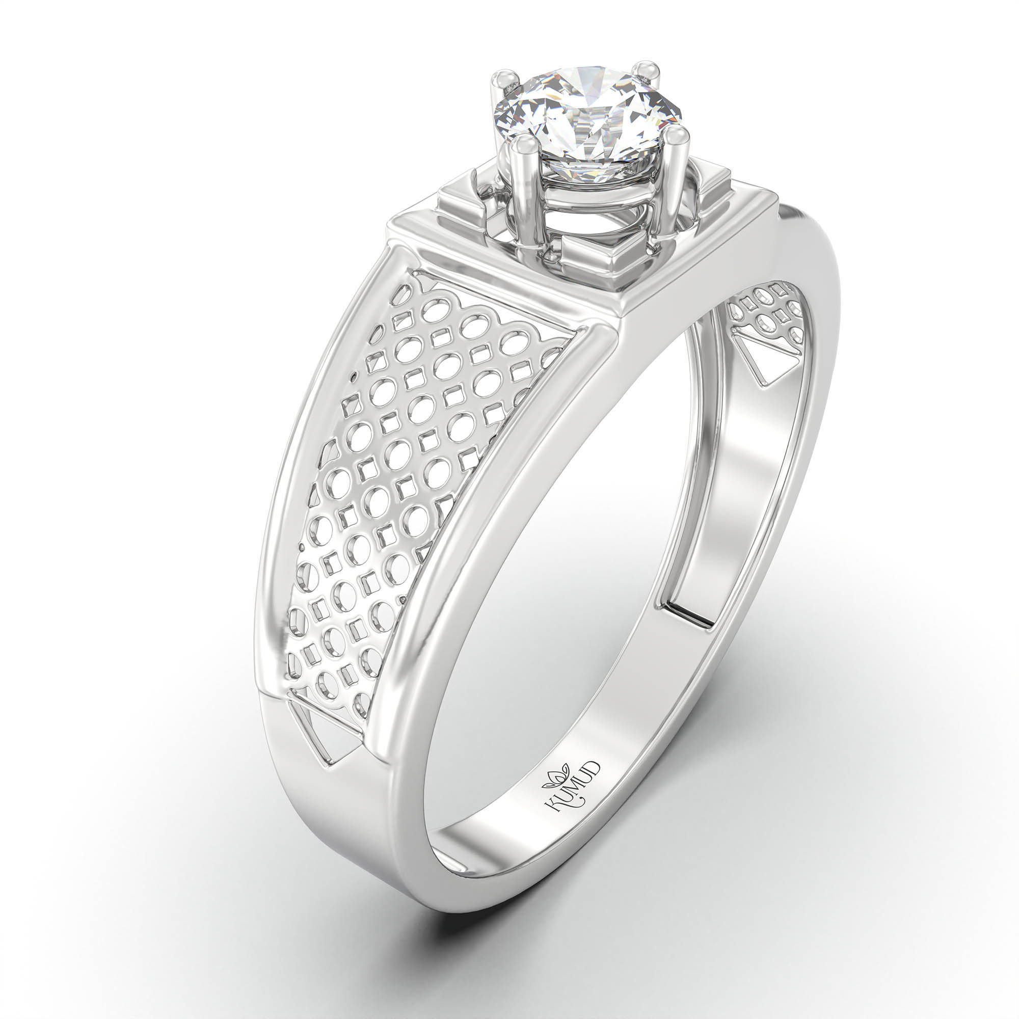 Lab-Grown Diamond Solitaire Ring for Men in 18K White Gold – 0.5 Ct Round, 6 g (Design K8-25-APGAA) thumbnail
