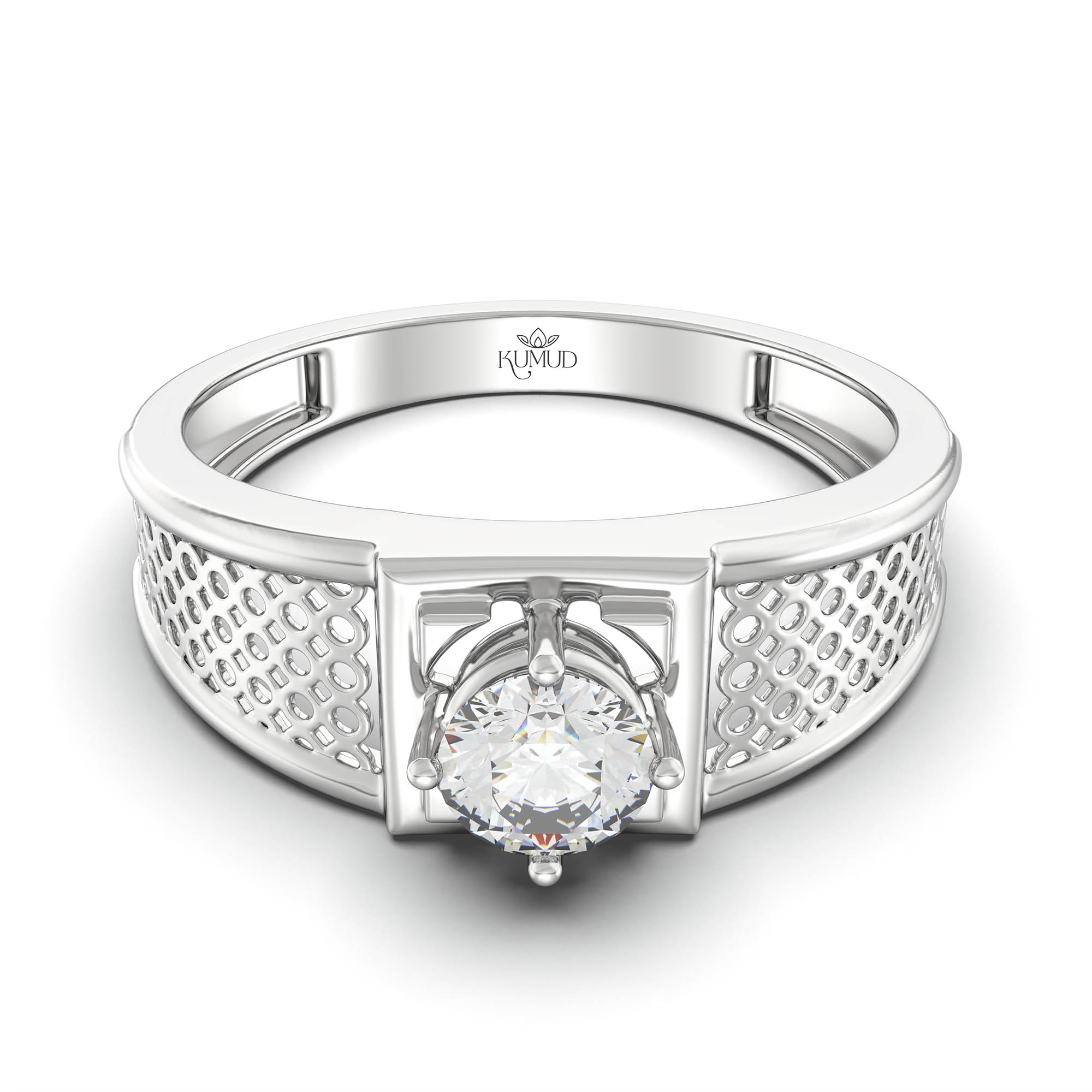 Lab-Grown Diamond Solitaire Ring for Men in 18K White Gold – 0.5 Ct Round, 6 g (Design K8-25-APGAA) thumbnail