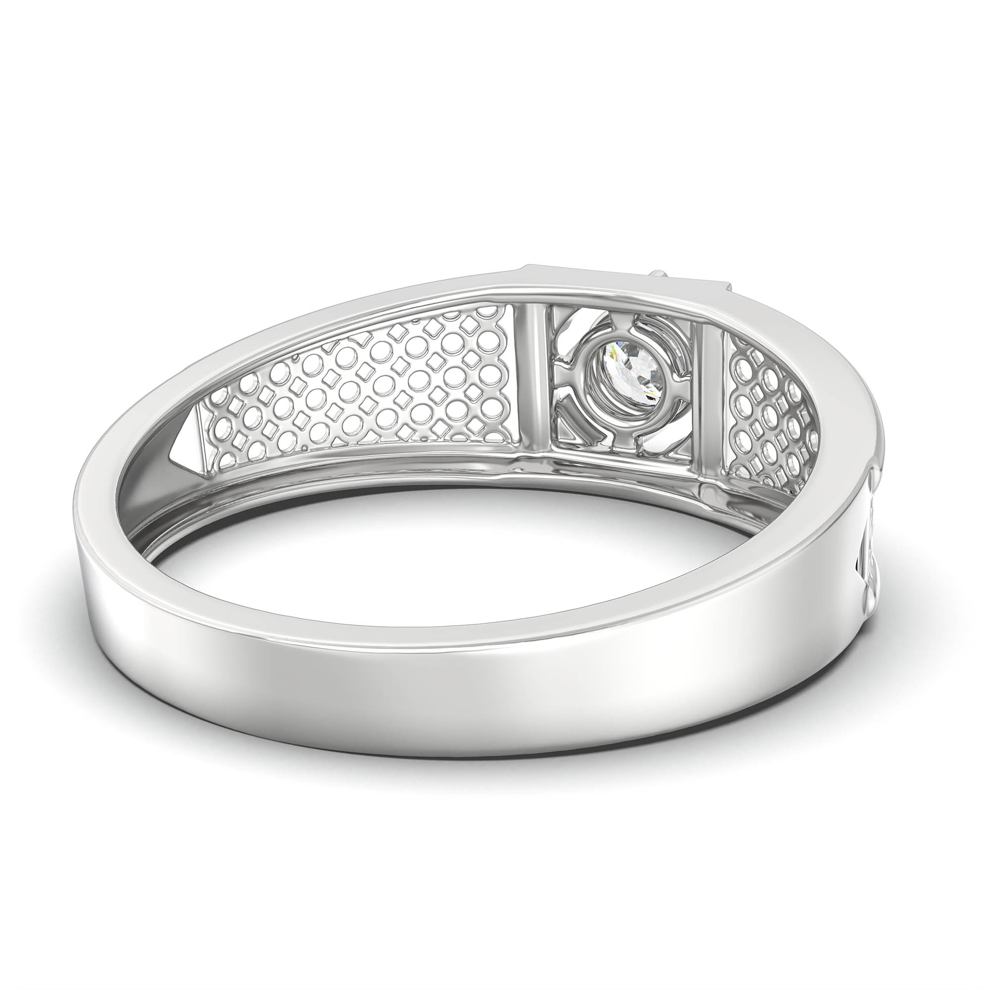 Lab-Grown Diamond Solitaire Ring for Men in 18K White Gold – 0.5 Ct Round, 6 g (Design K8-25-APGAA) thumbnail