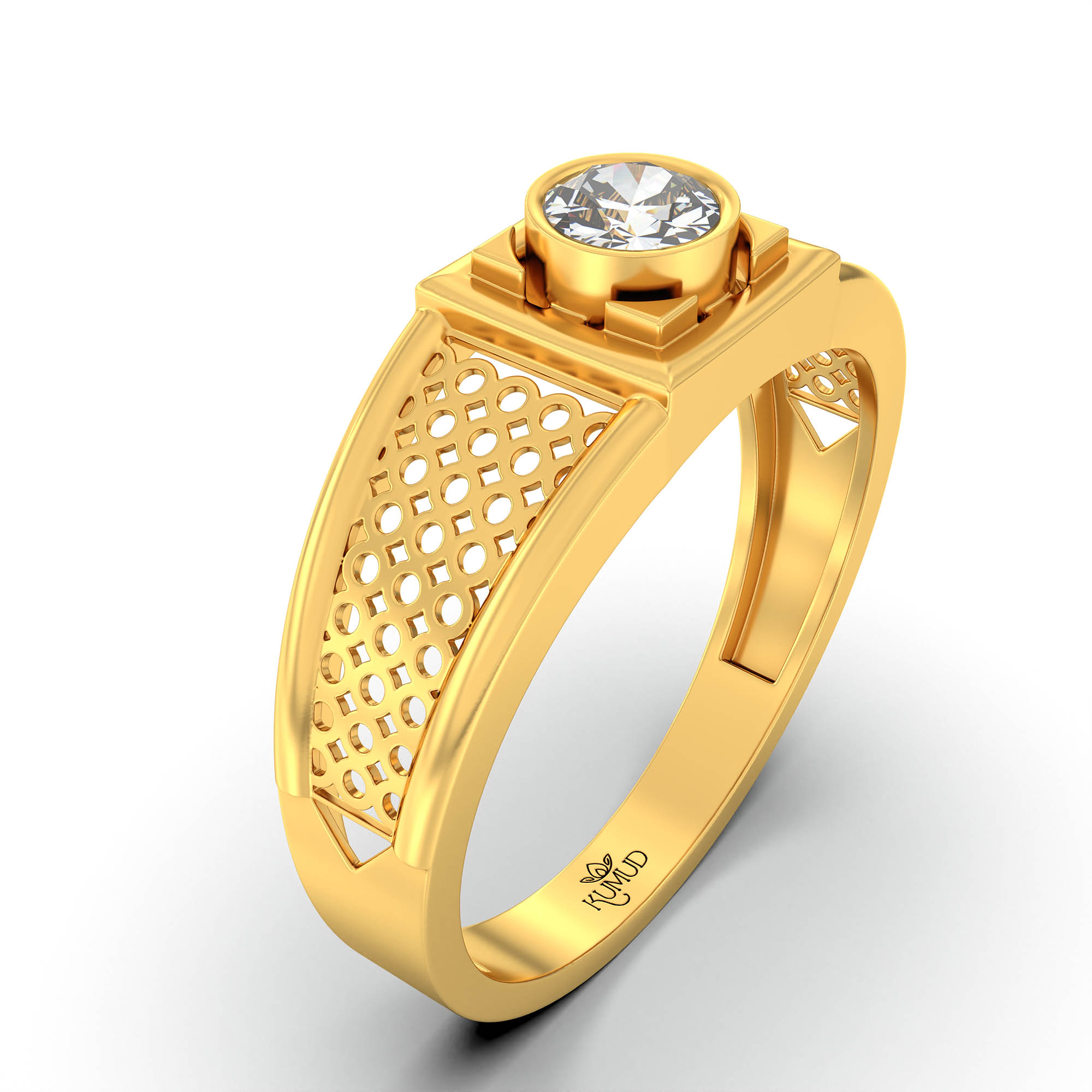 Lab-Grown Diamond Solitaire Ring for Men in 22K Yellow Gold – 0.5 Ct Round, 6 g (Design K8-25-BBZAA) thumbnail