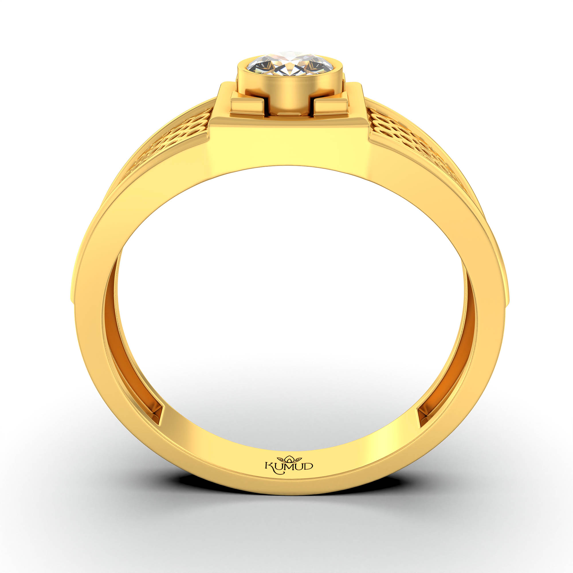 Lab-Grown Diamond Solitaire Ring for Men in 22K Yellow Gold – 0.5 Ct Round, 6 g (Design K8-25-BBZAA) thumbnail