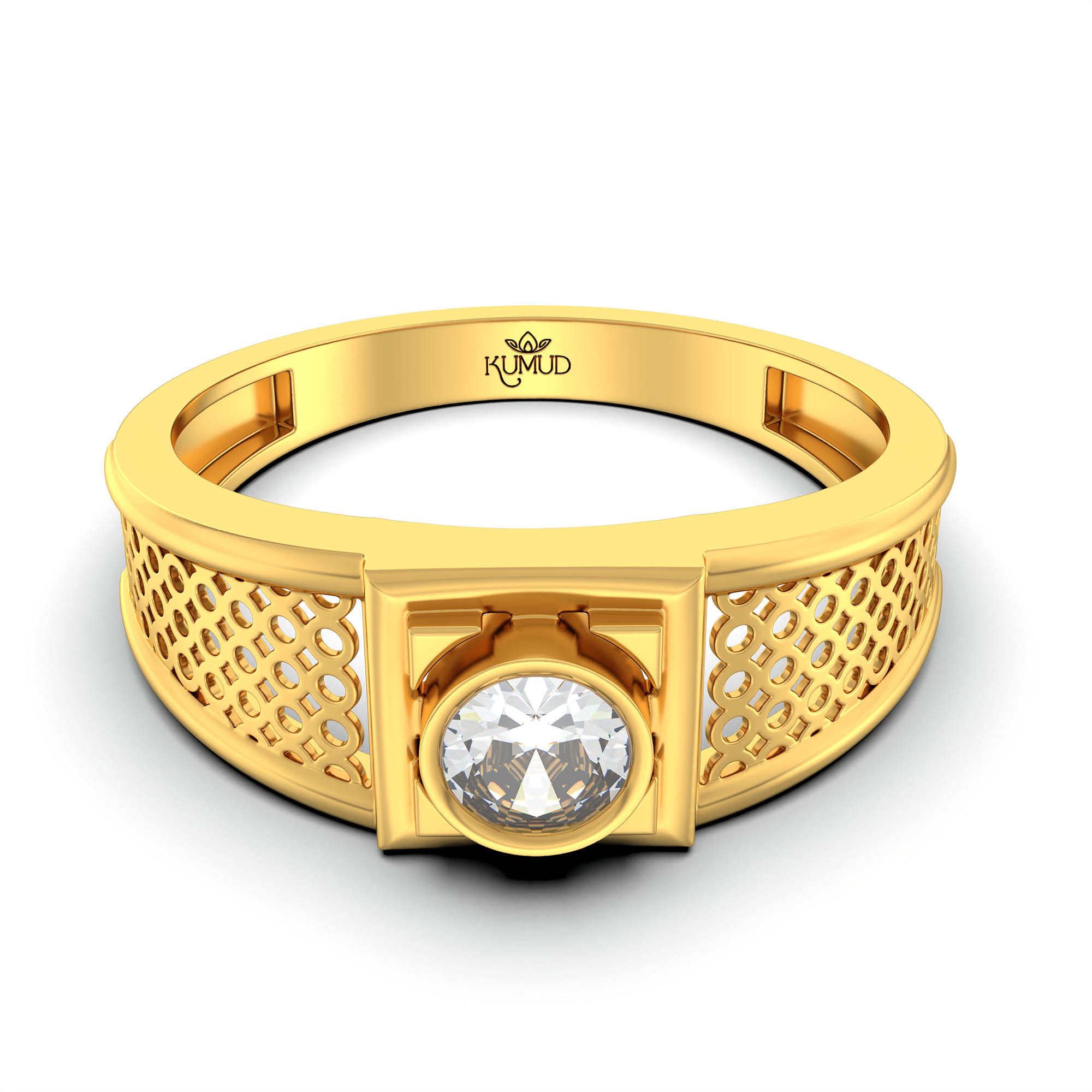 Lab-Grown Diamond Solitaire Ring for Men in 22K Yellow Gold – 0.5 Ct Round, 6 g (Design K8-25-BBZAA) thumbnail
