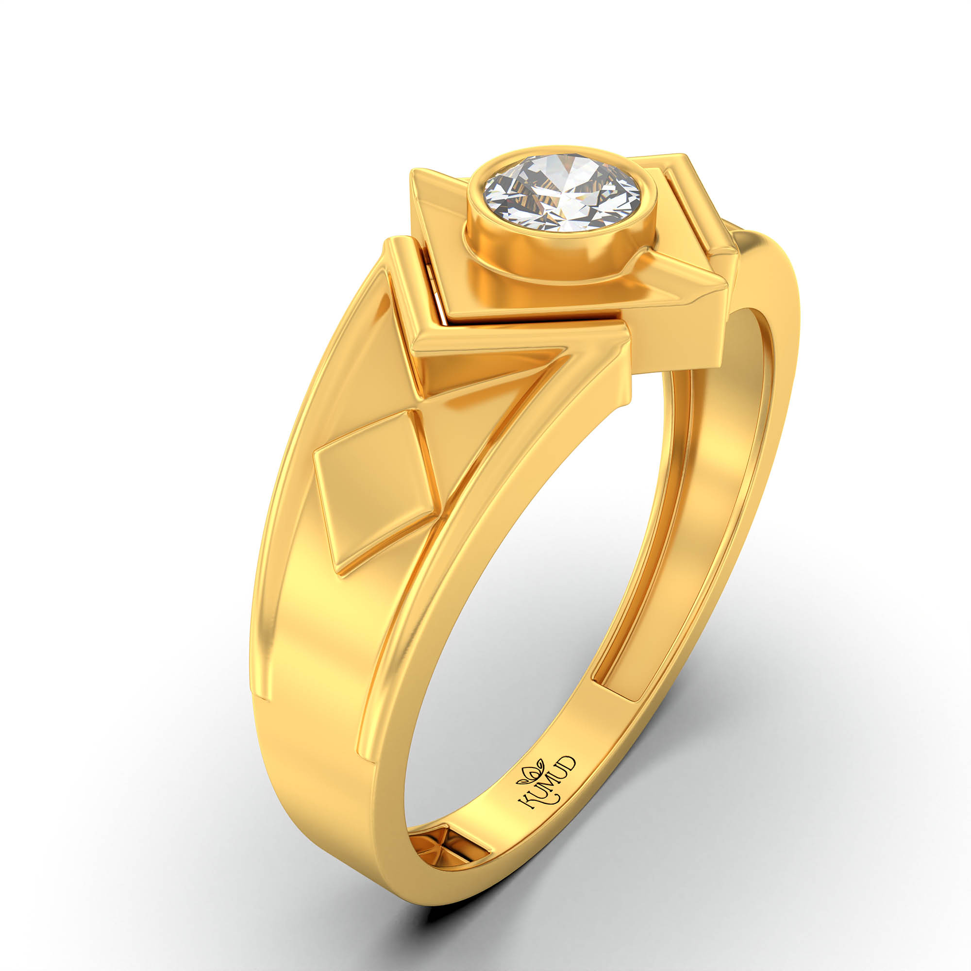 Lab-Grown Diamond Solitaire Ring for Men in 22K Yellow Gold – 0.5 Ct Round, 6 g (Design K8-26-BBZAA) thumbnail