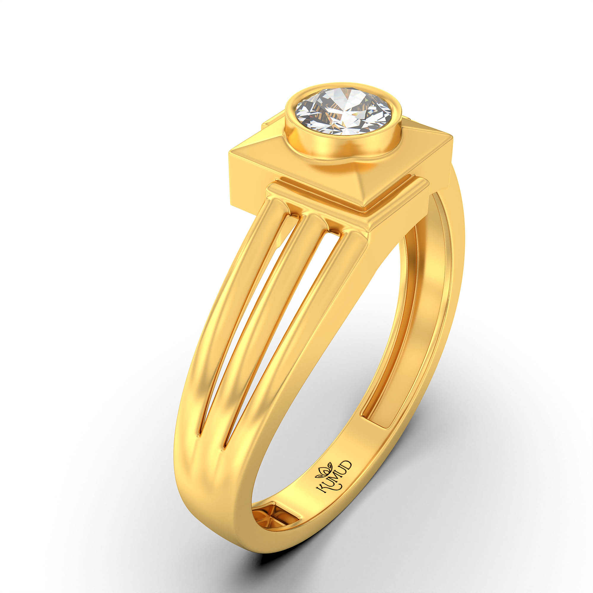 Lab-Grown Diamond Solitaire Ring for Men in 22K Yellow Gold – 0.5 Ct Round, 6 g (Design K8-27-BBZAA) thumbnail