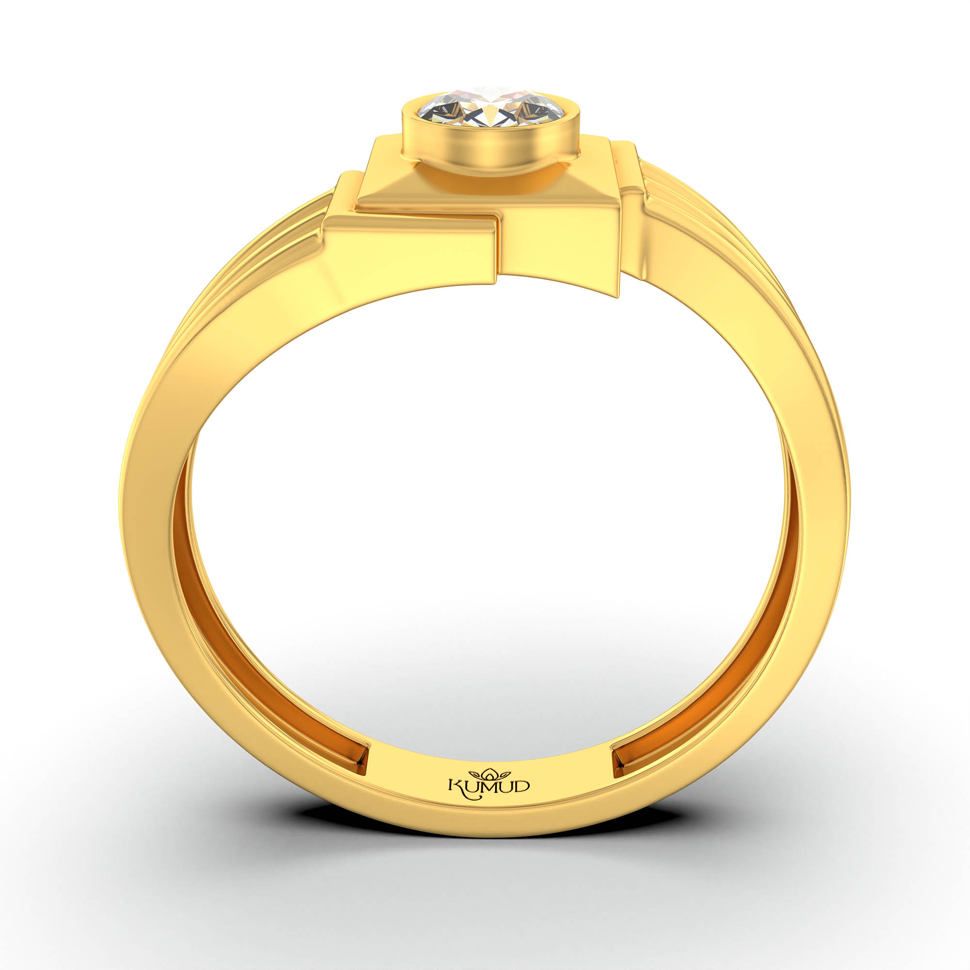 Lab-Grown Diamond Solitaire Ring for Men in 22K Yellow Gold – 0.5 Ct Round, 6 g (Design K8-27-BBZAA) thumbnail