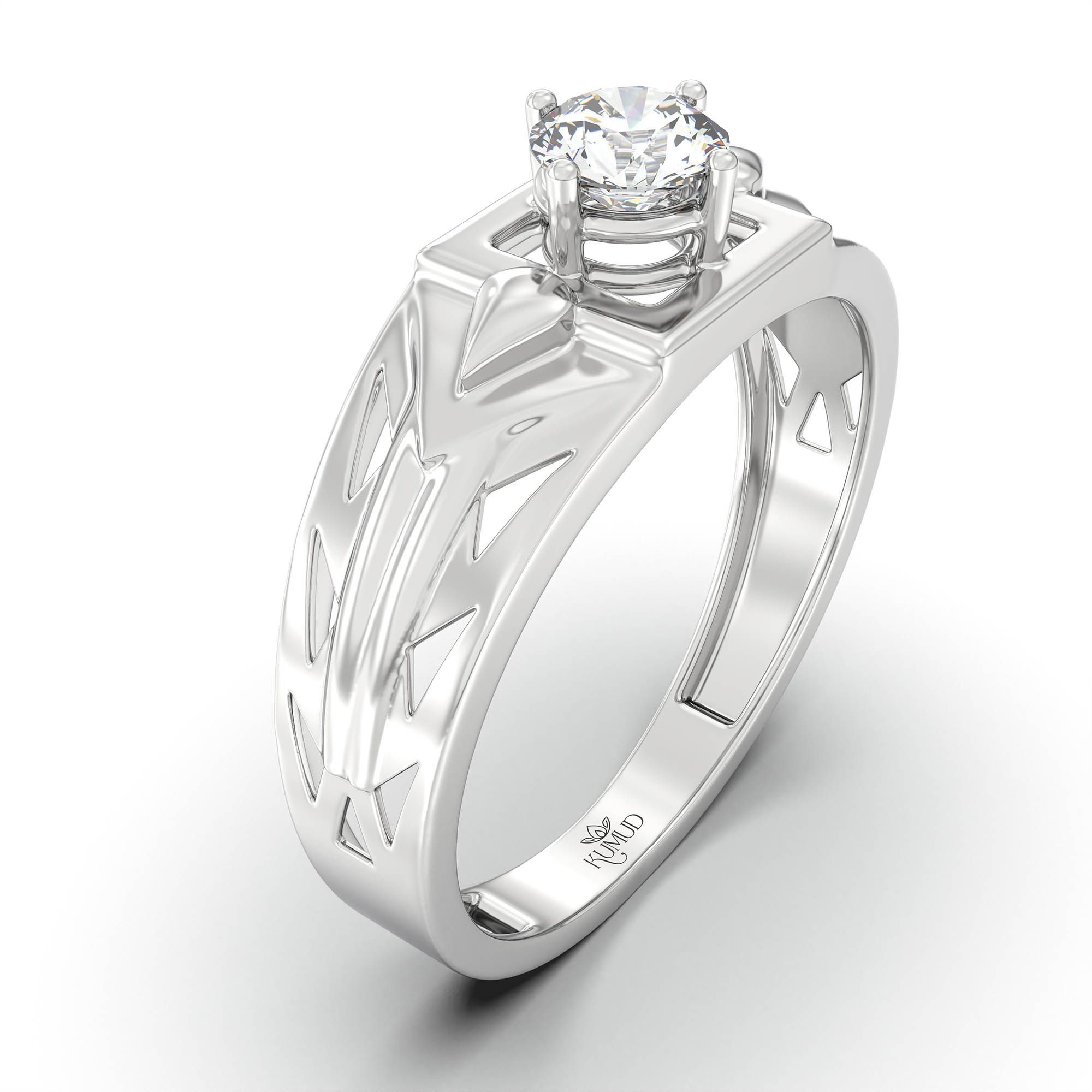 Lab-Grown Diamond Solitaire Ring for Men in 18K White Gold – 0.5 Ct Round, 6 g (Design K8-28-APGAA) thumbnail