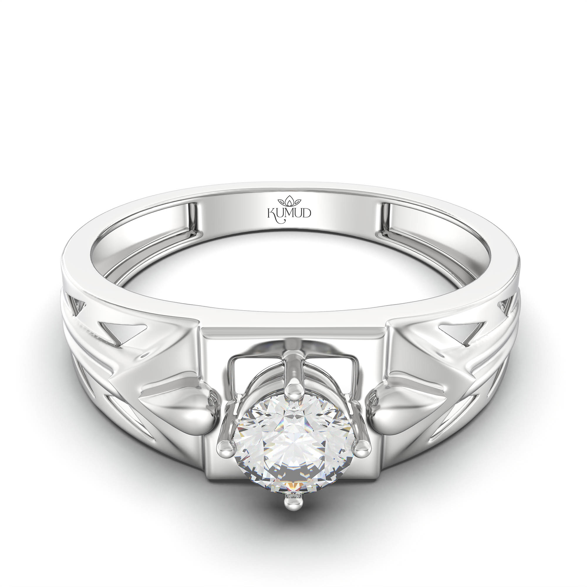 Lab-Grown Diamond Solitaire Ring for Men in 18K White Gold – 0.5 Ct Round, 6 g (Design K8-28-APGAA) thumbnail