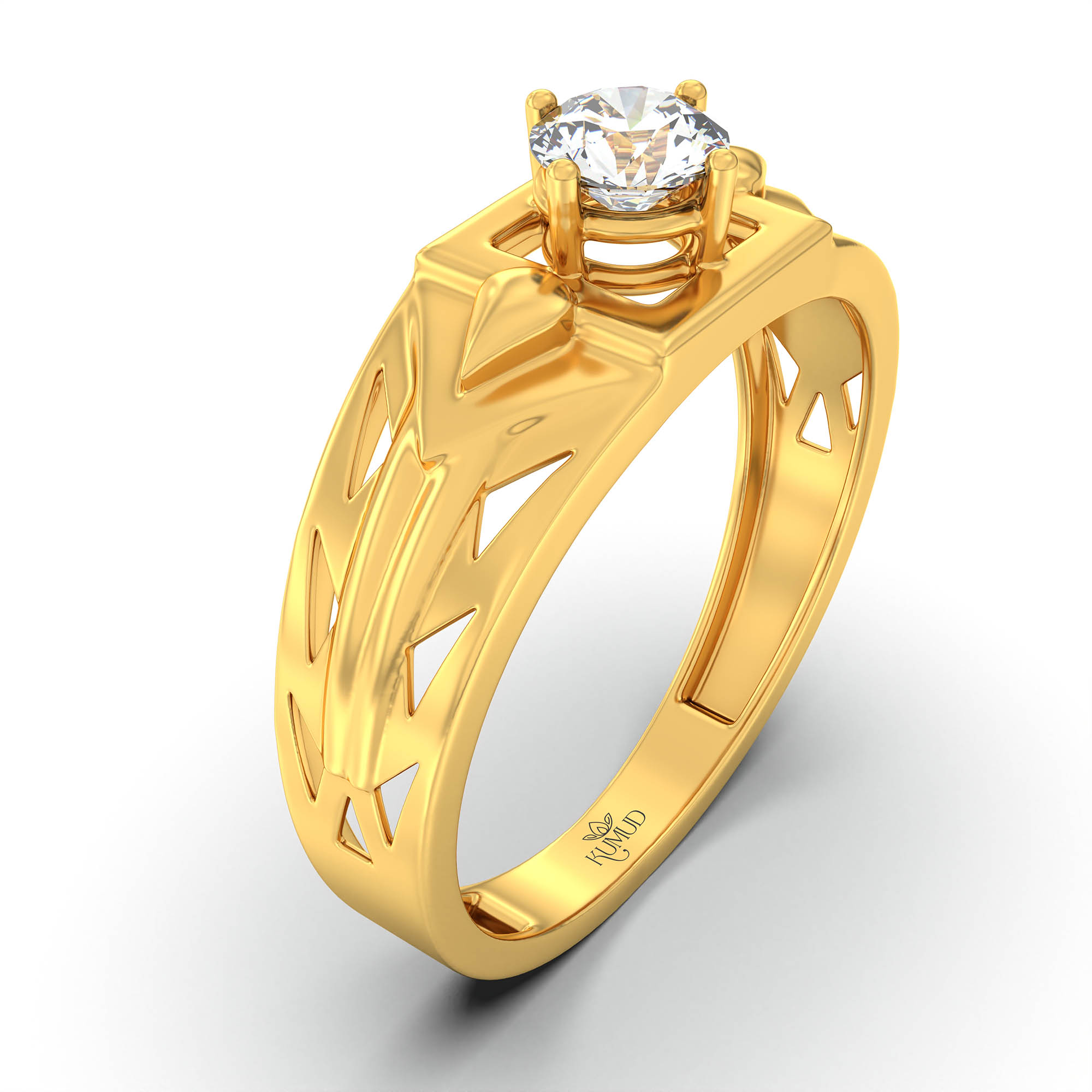 Lab-Grown Diamond Solitaire Ring for Men in 22K Yellow Gold – 0.5 Ct Round, 6 g (Design K8-28-APGAA) thumbnail