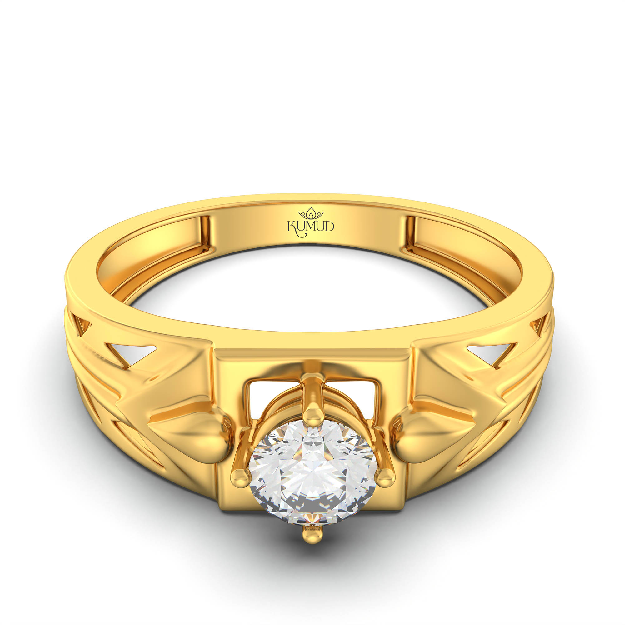 Lab-Grown Diamond Solitaire Ring for Men in 22K Yellow Gold – 0.5 Ct Round, 6 g (Design K8-28-APGAA) thumbnail