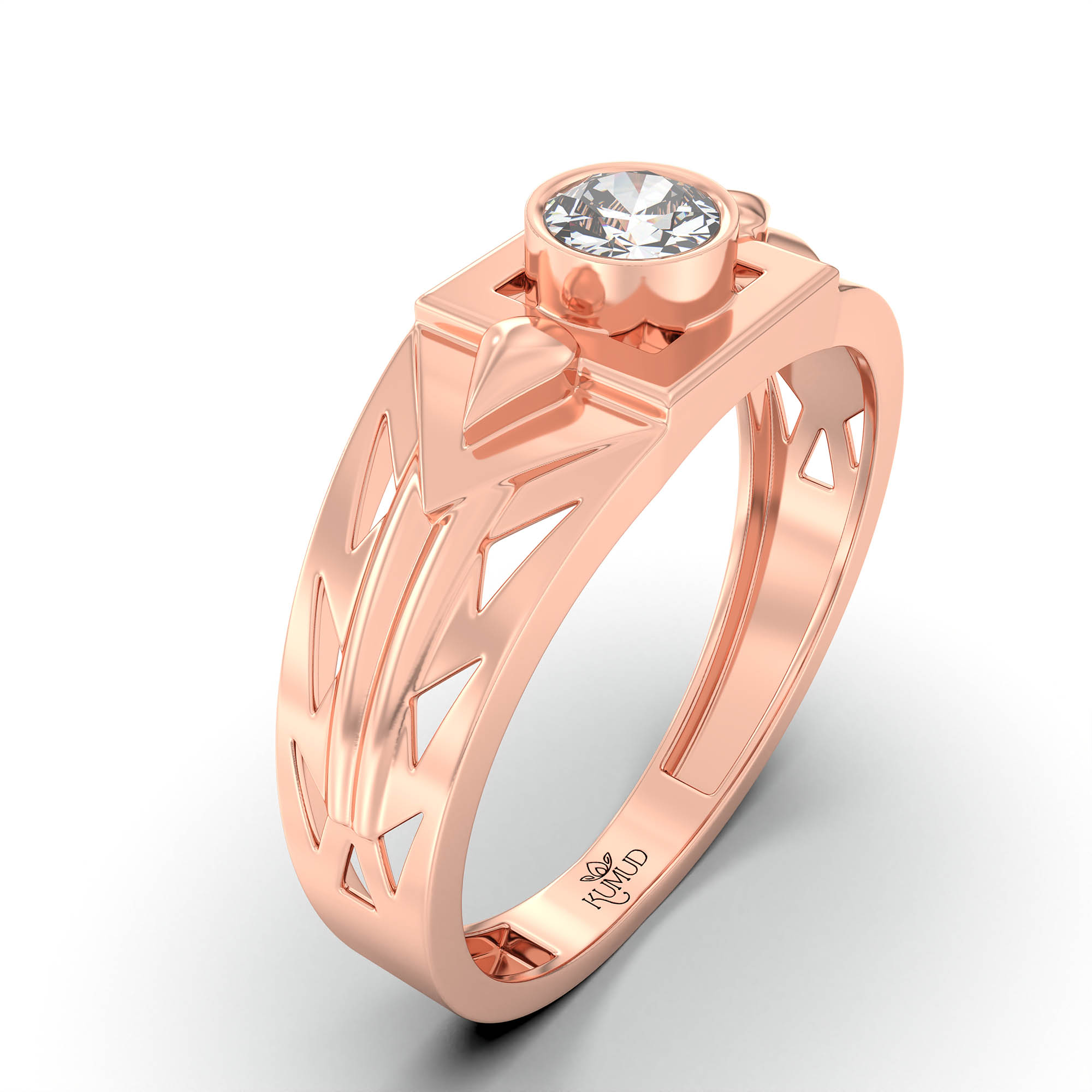 Lab-Grown Diamond Solitaire Ring for Men in 18K Rose Gold – 0.5 Ct Round, 6 g (Design K8-28-BBZAA) thumbnail