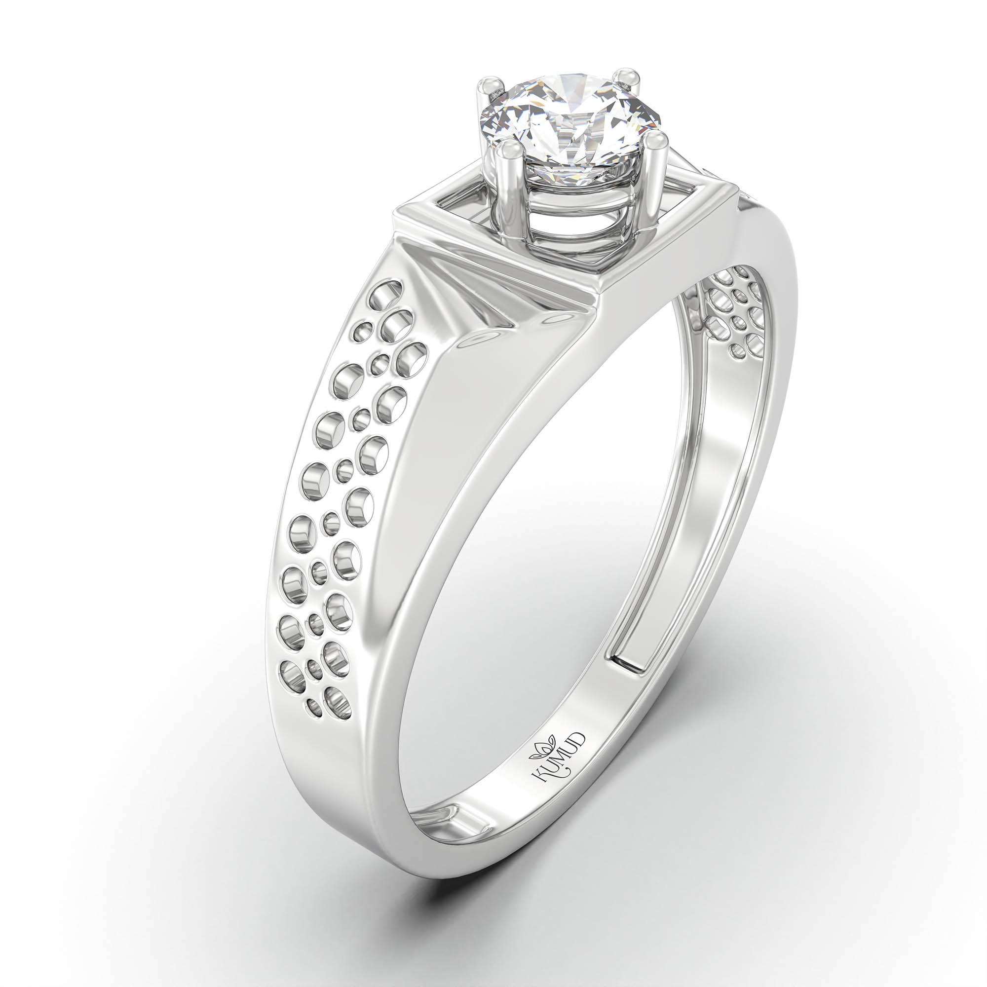 Lab-Grown Diamond Solitaire Ring for Men in 18K White Gold – 0.5 Ct Round, 6 g (Design K8-29-APGAA) thumbnail