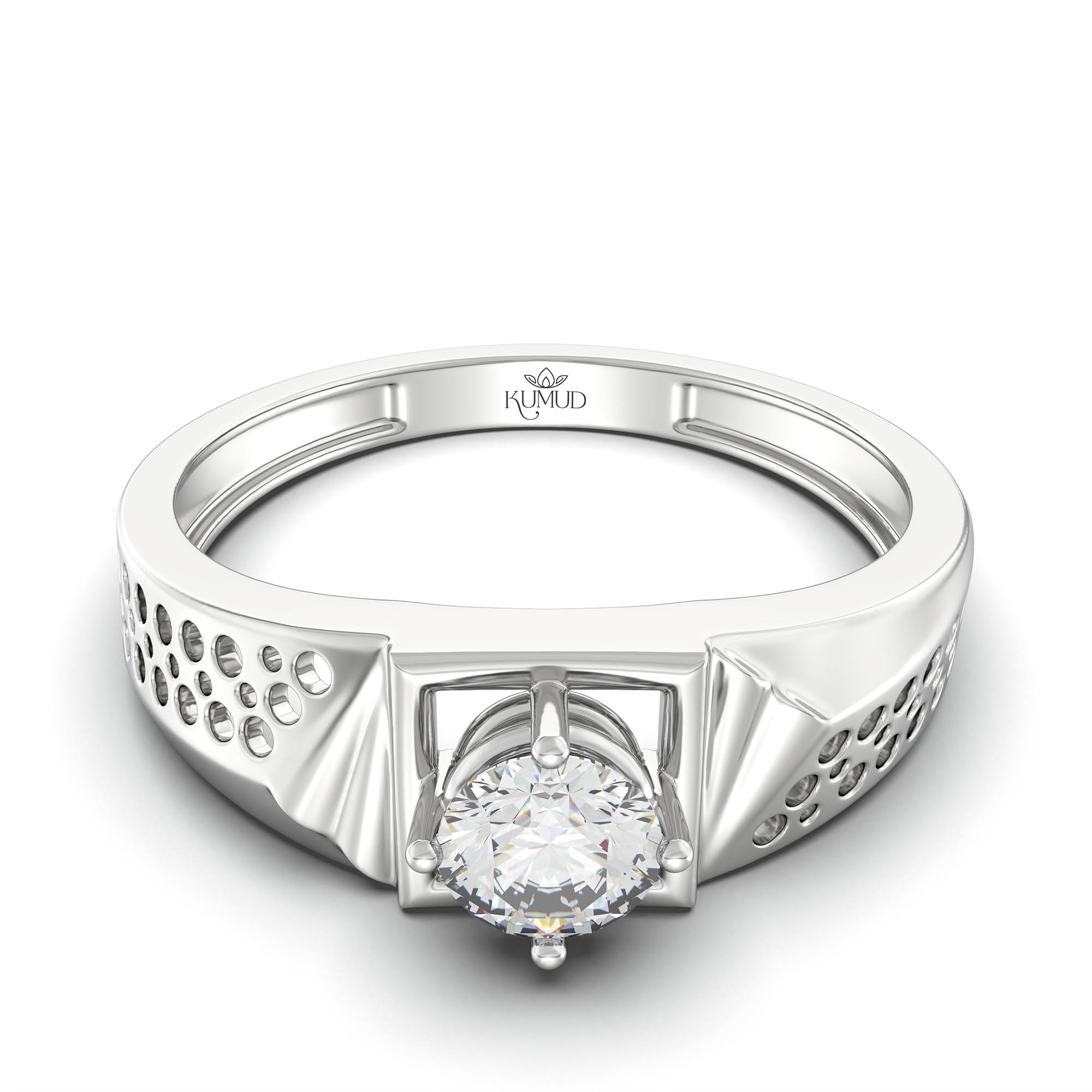 Lab-Grown Diamond Solitaire Ring for Men in 18K White Gold – 0.5 Ct Round, 6 g (Design K8-29-APGAA) thumbnail