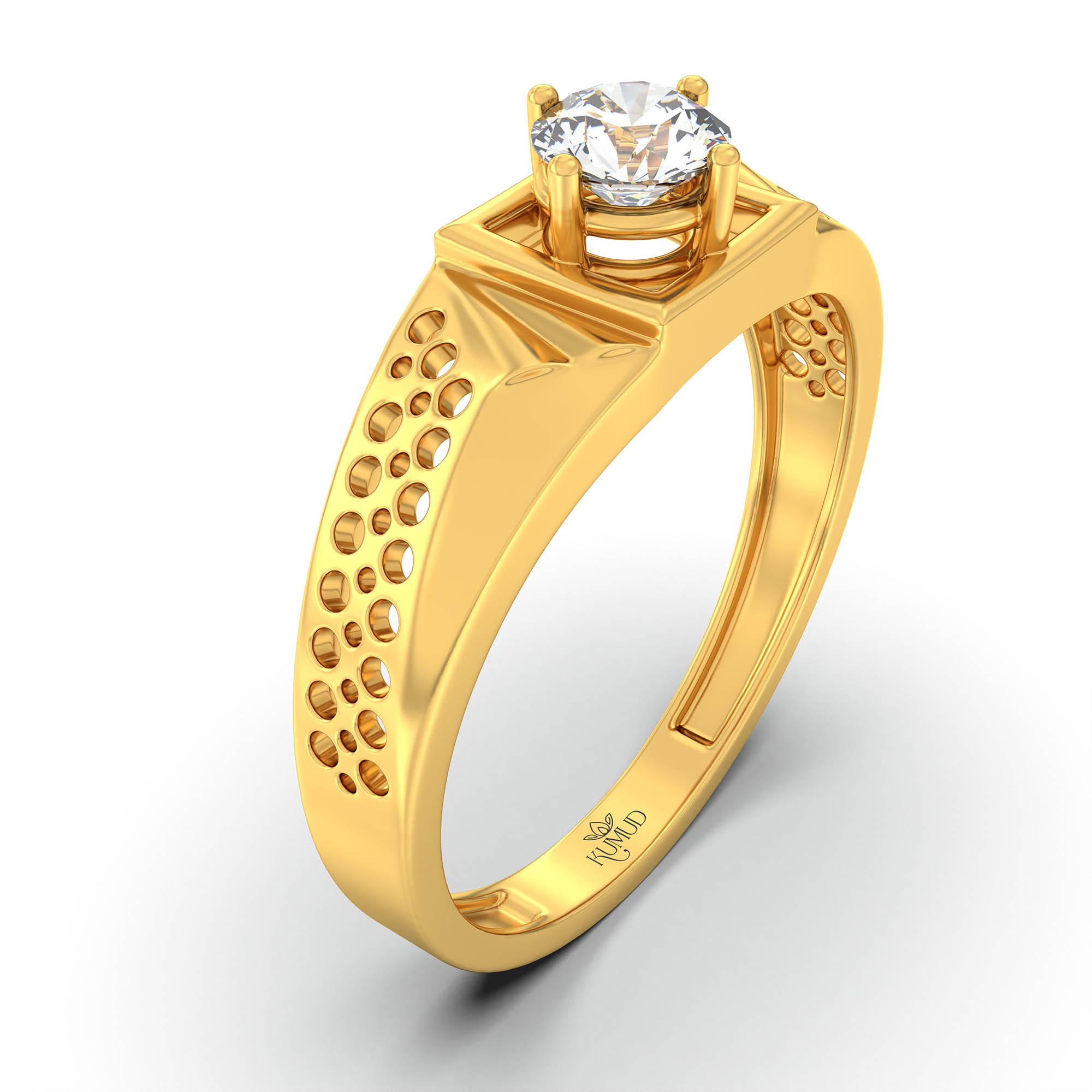 Lab-Grown Diamond Solitaire Ring for Men in 22K Yellow Gold – 0.5 Ct Round, 6 g (Design K8-29-APGAA) thumbnail
