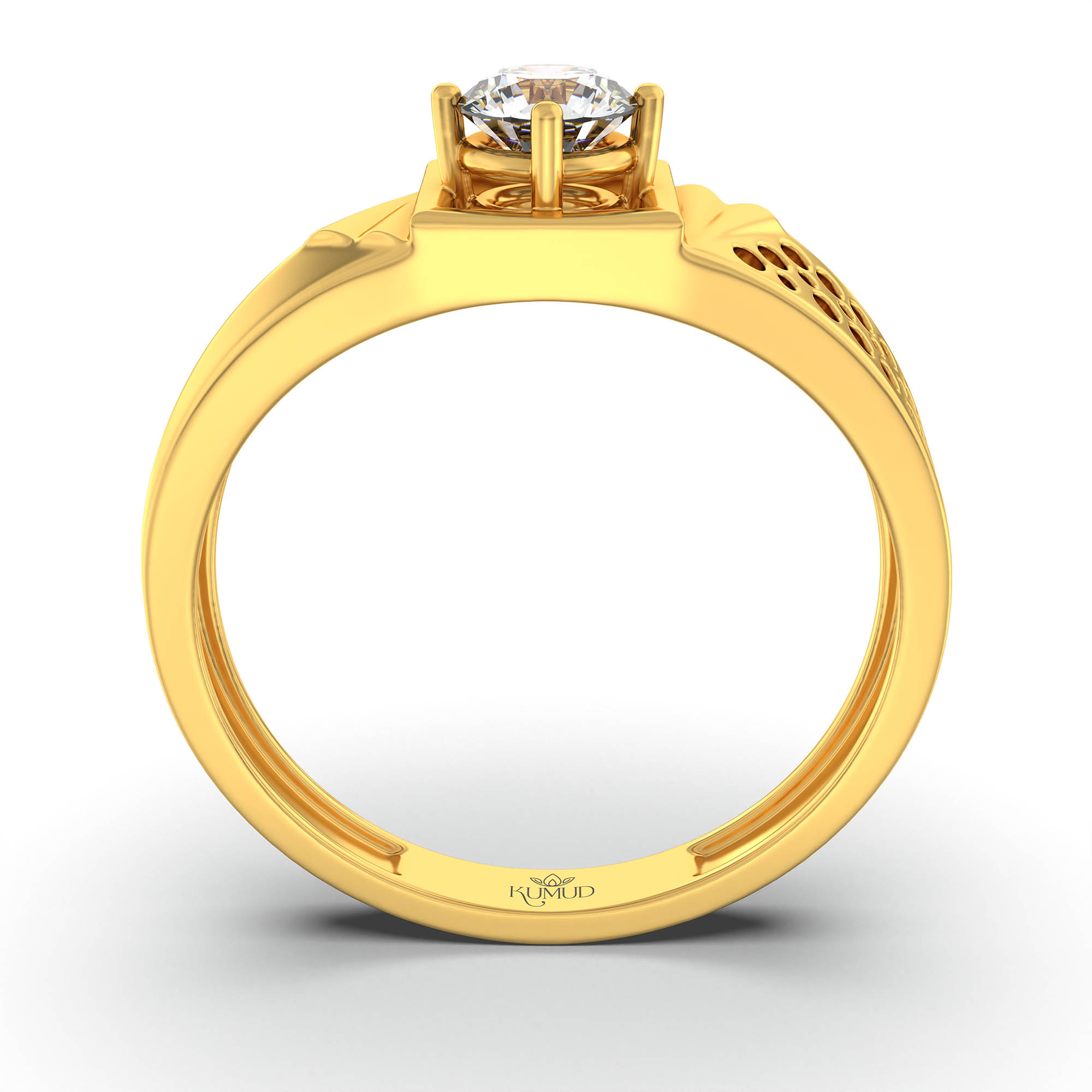 Lab-Grown Diamond Solitaire Ring for Men in 22K Yellow Gold – 0.5 Ct Round, 6 g (Design K8-29-APGAA) thumbnail