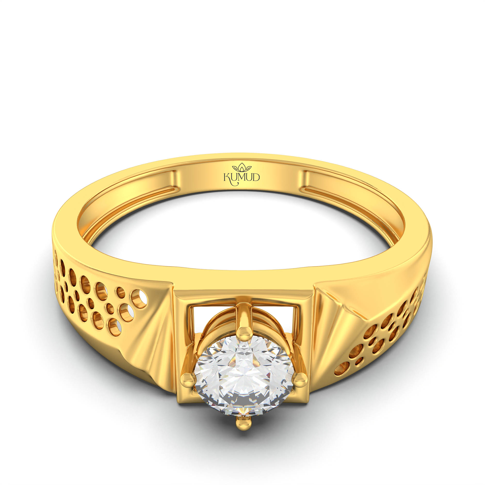 Lab-Grown Diamond Solitaire Ring for Men in 22K Yellow Gold – 0.5 Ct Round, 6 g (Design K8-29-APGAA) thumbnail