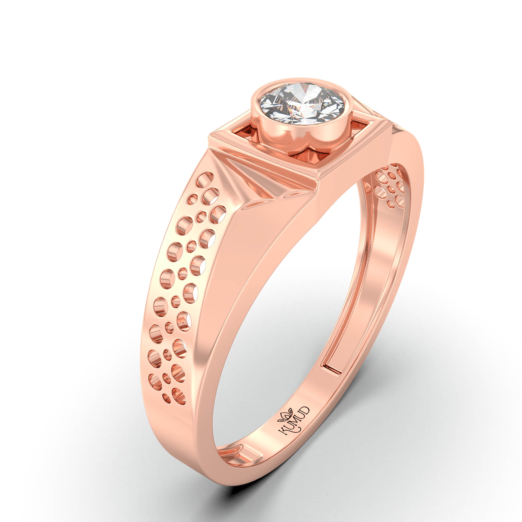 Lab-Grown Diamond Solitaire Ring for Men in 18K Rose Gold – 0.5 Ct Round, 6 g (Design K8-29-BBZAA) thumbnail