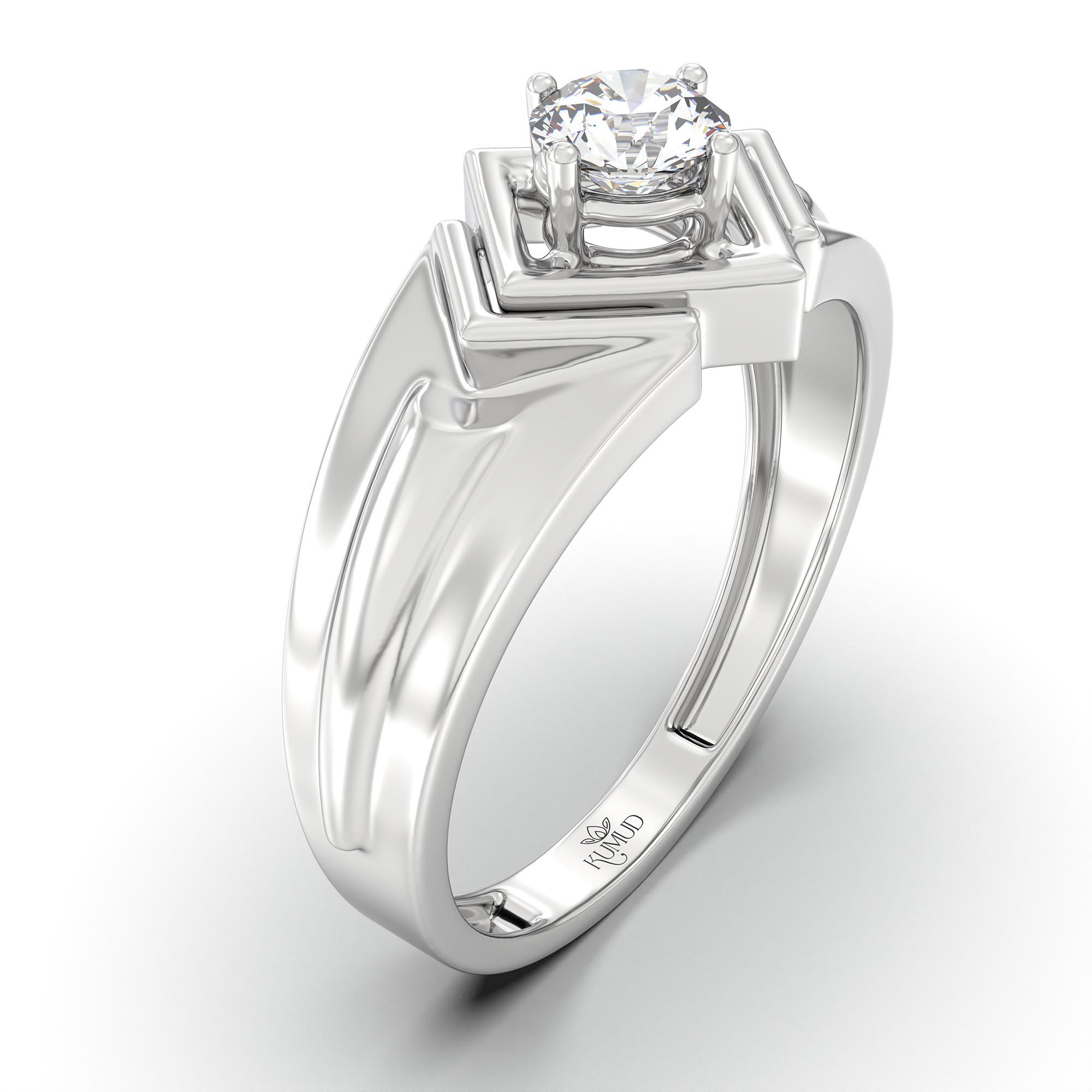 Lab-Grown Diamond Solitaire Ring for Men in 18K White Gold – 0.5 Ct Round, 6 g (Design K8-31-APGAA) thumbnail