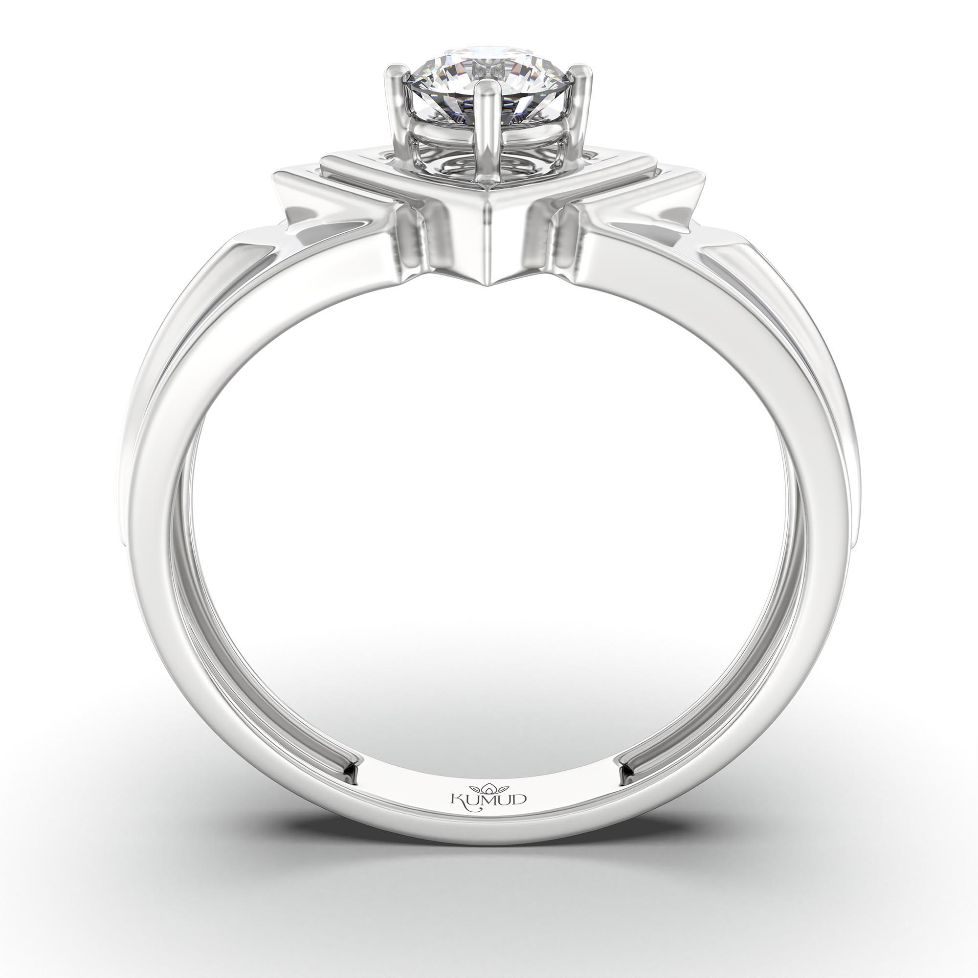 Lab-Grown Diamond Solitaire Ring for Men in 18K White Gold – 0.5 Ct Round, 6 g (Design K8-31-APGAA) thumbnail