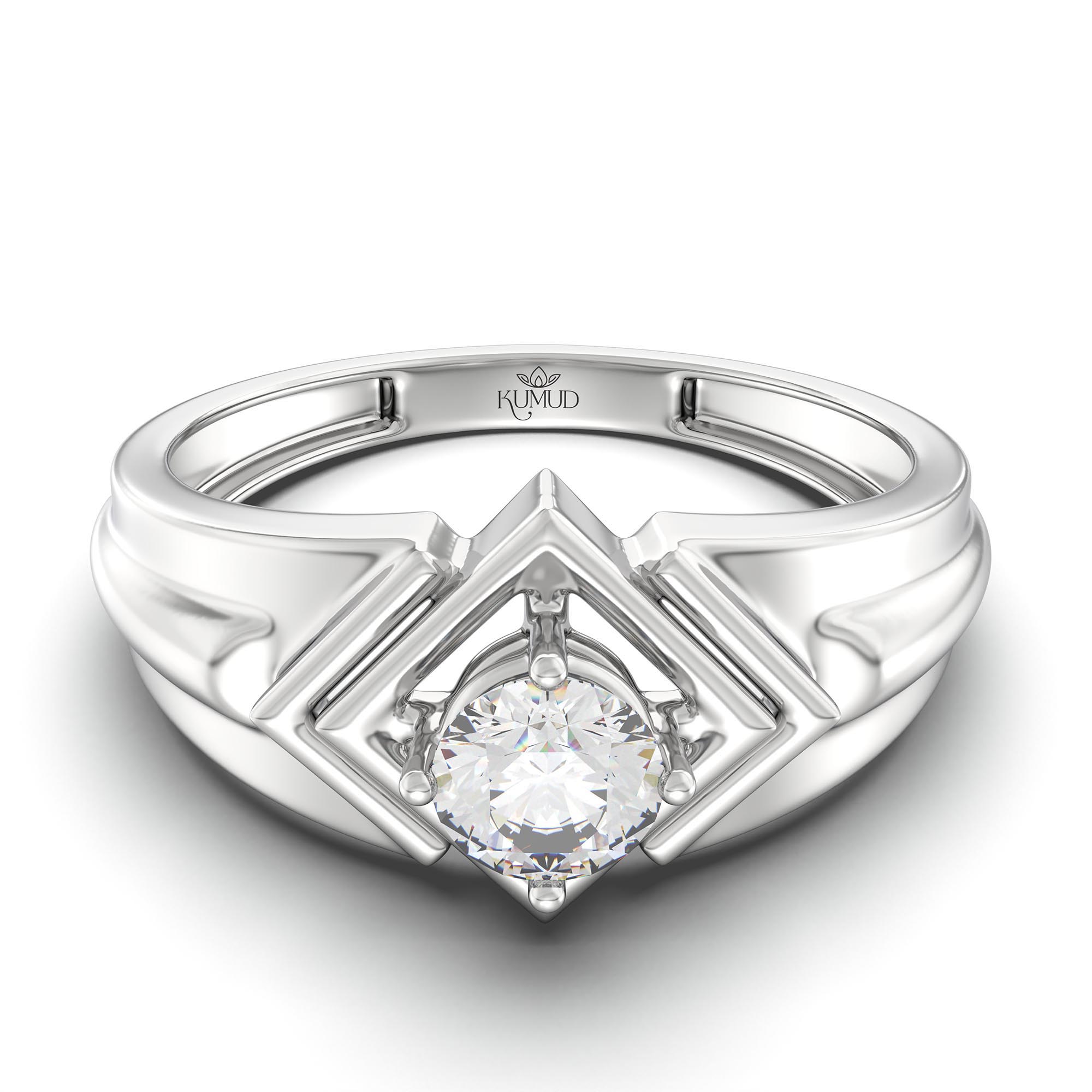 Lab-Grown Diamond Solitaire Ring for Men in 18K White Gold – 0.5 Ct Round, 6 g (Design K8-31-APGAA) thumbnail