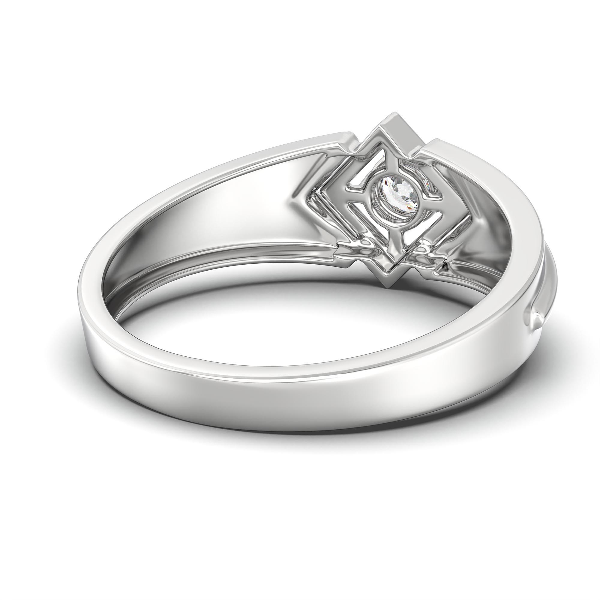 Lab-Grown Diamond Solitaire Ring for Men in 18K White Gold – 0.5 Ct Round, 6 g (Design K8-31-APGAA) thumbnail