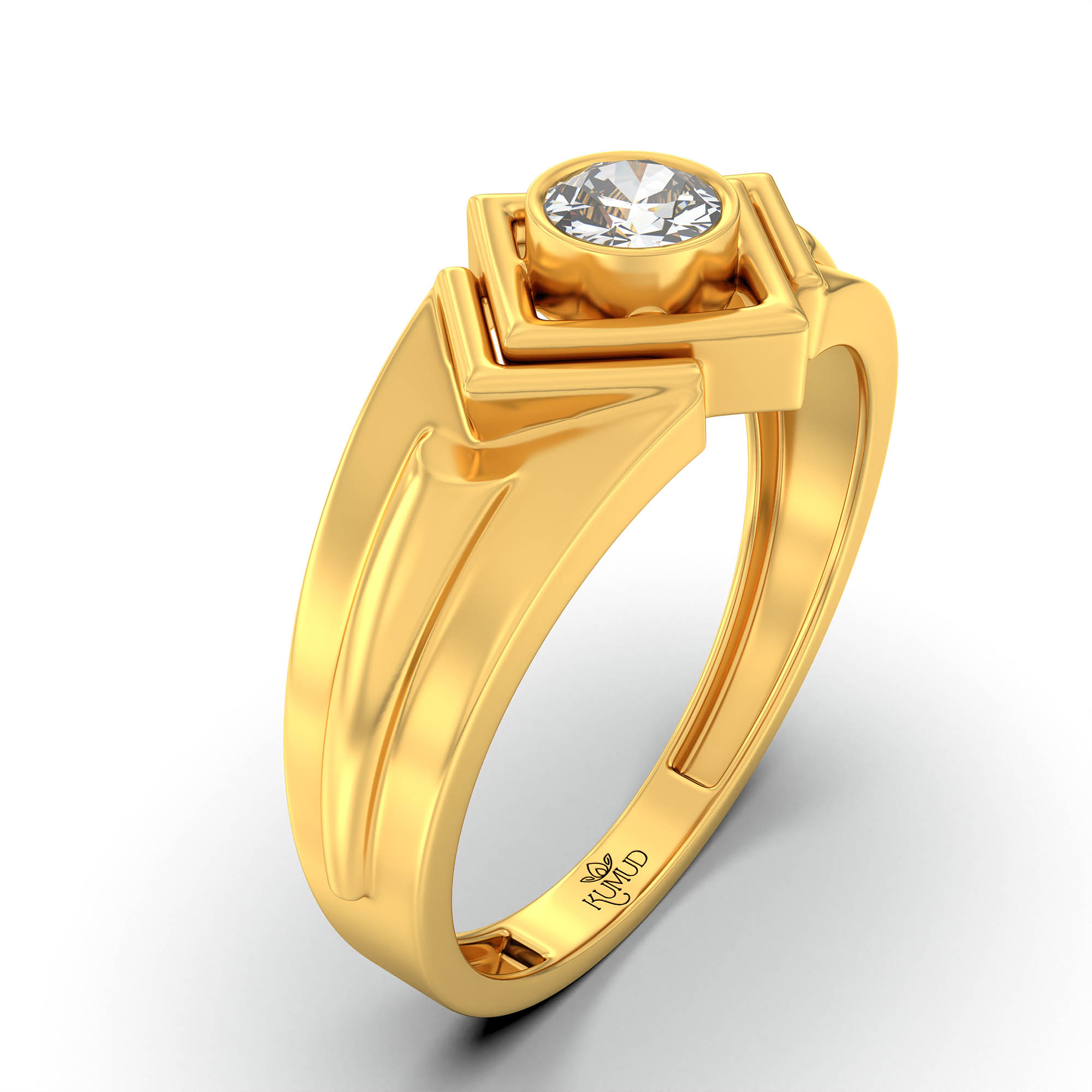 Lab-Grown Diamond Solitaire Ring for Men in 22K Yellow Gold – 0.5 Ct Round, 6 g (Design K8-31-BBZAA) thumbnail