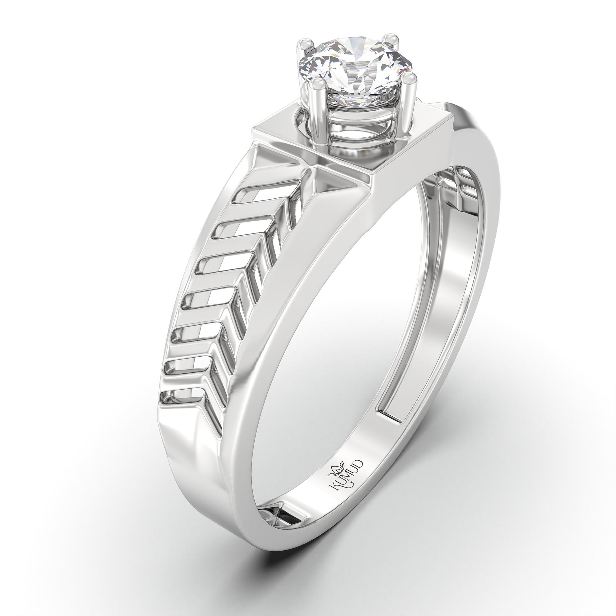Lab-Grown Diamond Solitaire Ring for Men in 18K White Gold – 0.5 Ct Round, 6 g (Design K8-32-APGAA) thumbnail