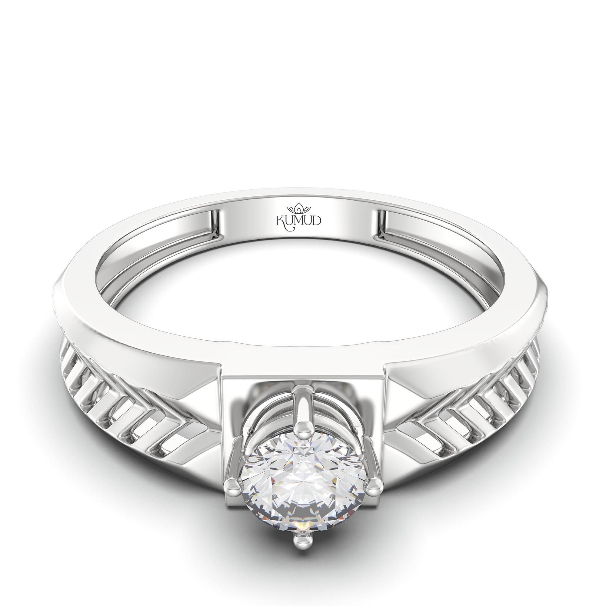Lab-Grown Diamond Solitaire Ring for Men in 18K White Gold – 0.5 Ct Round, 6 g (Design K8-32-APGAA) thumbnail