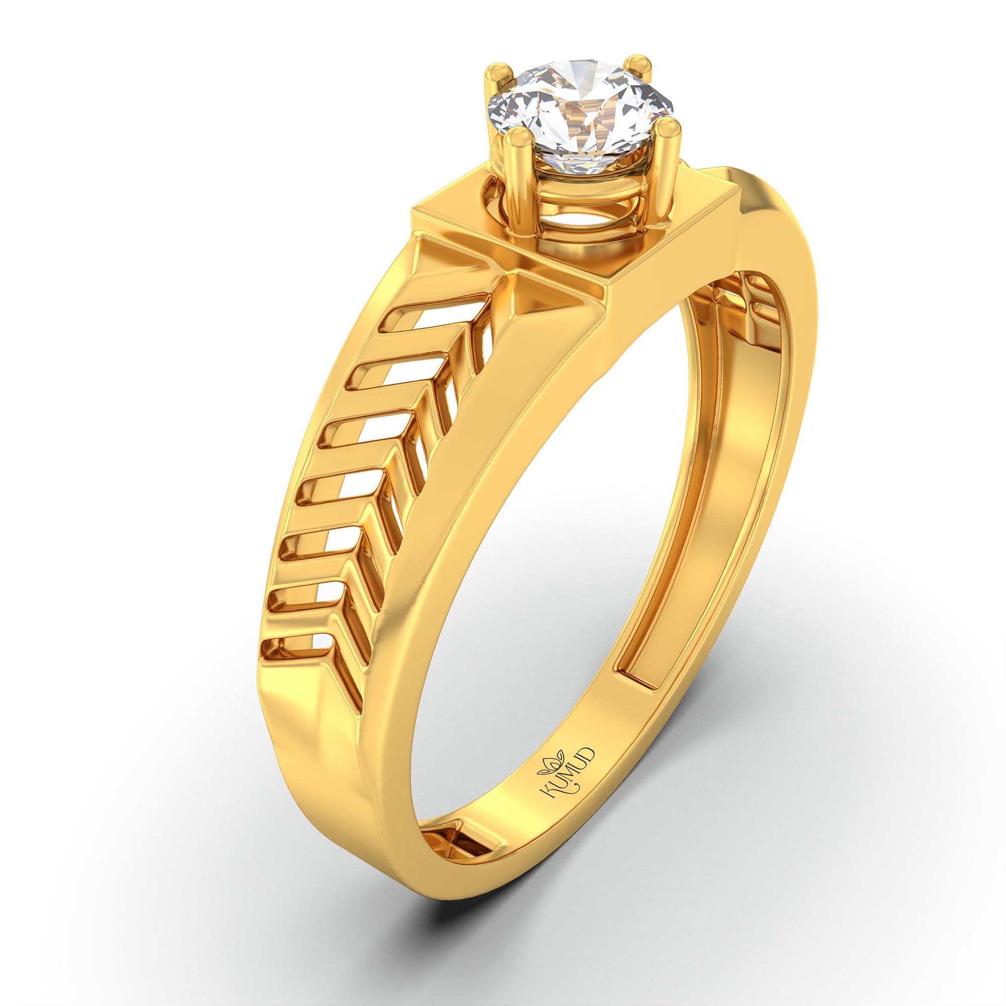 Lab-Grown Diamond Solitaire Ring for Men in 22K Yellow Gold – 0.5 Ct Round, 6 g (Design K8-32-APGAA) thumbnail