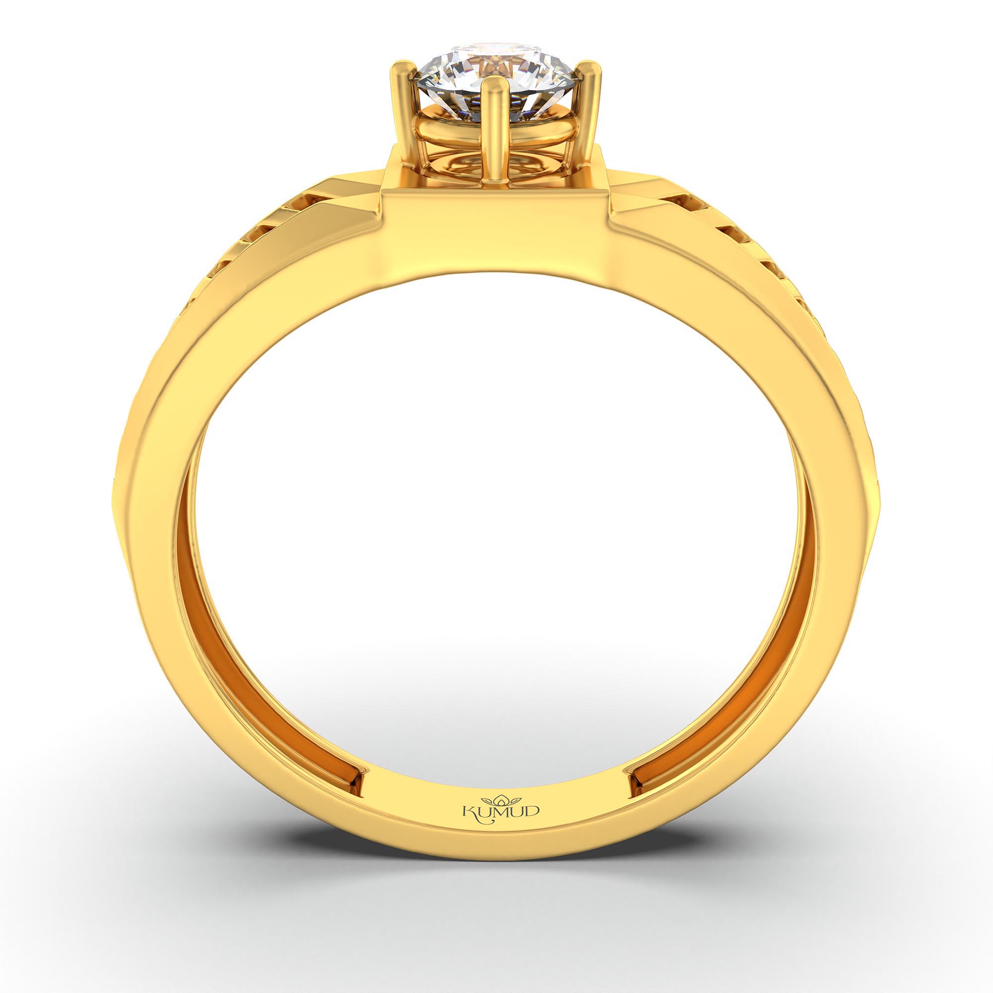 Lab-Grown Diamond Solitaire Ring for Men in 22K Yellow Gold – 0.5 Ct Round, 6 g (Design K8-32-APGAA) thumbnail