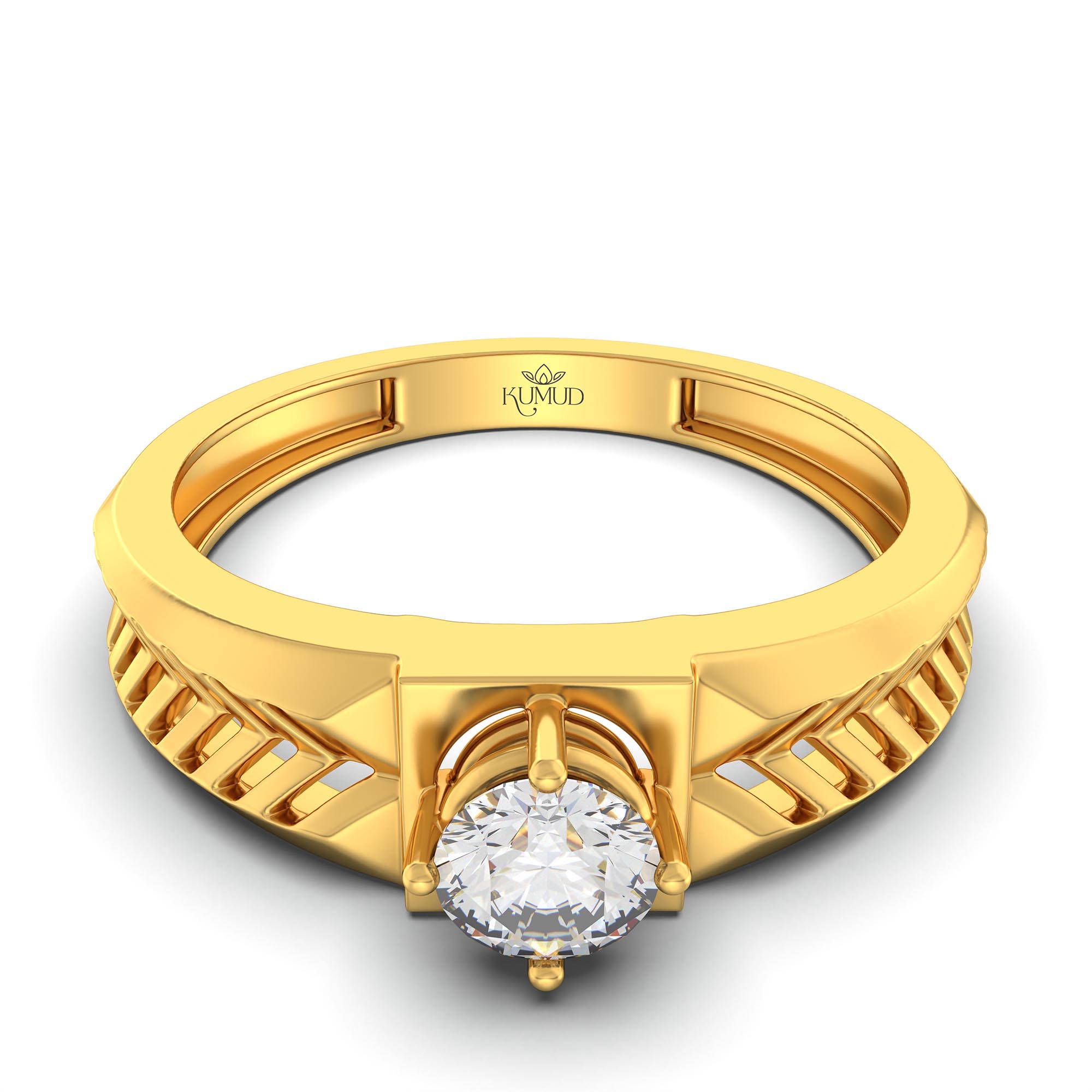 Lab-Grown Diamond Solitaire Ring for Men in 22K Yellow Gold – 0.5 Ct Round, 6 g (Design K8-32-APGAA) thumbnail