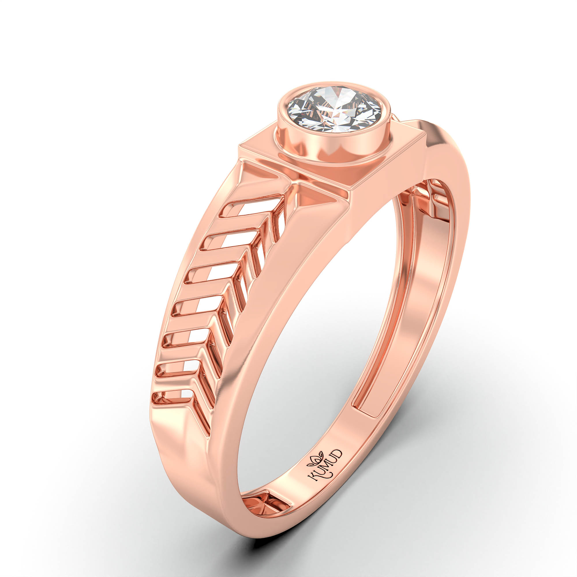 Lab-Grown Diamond Solitaire Ring for Men in 18K Rose Gold – 0.5 Ct Round, 6 g (Design K8-32-BBZAA) thumbnail