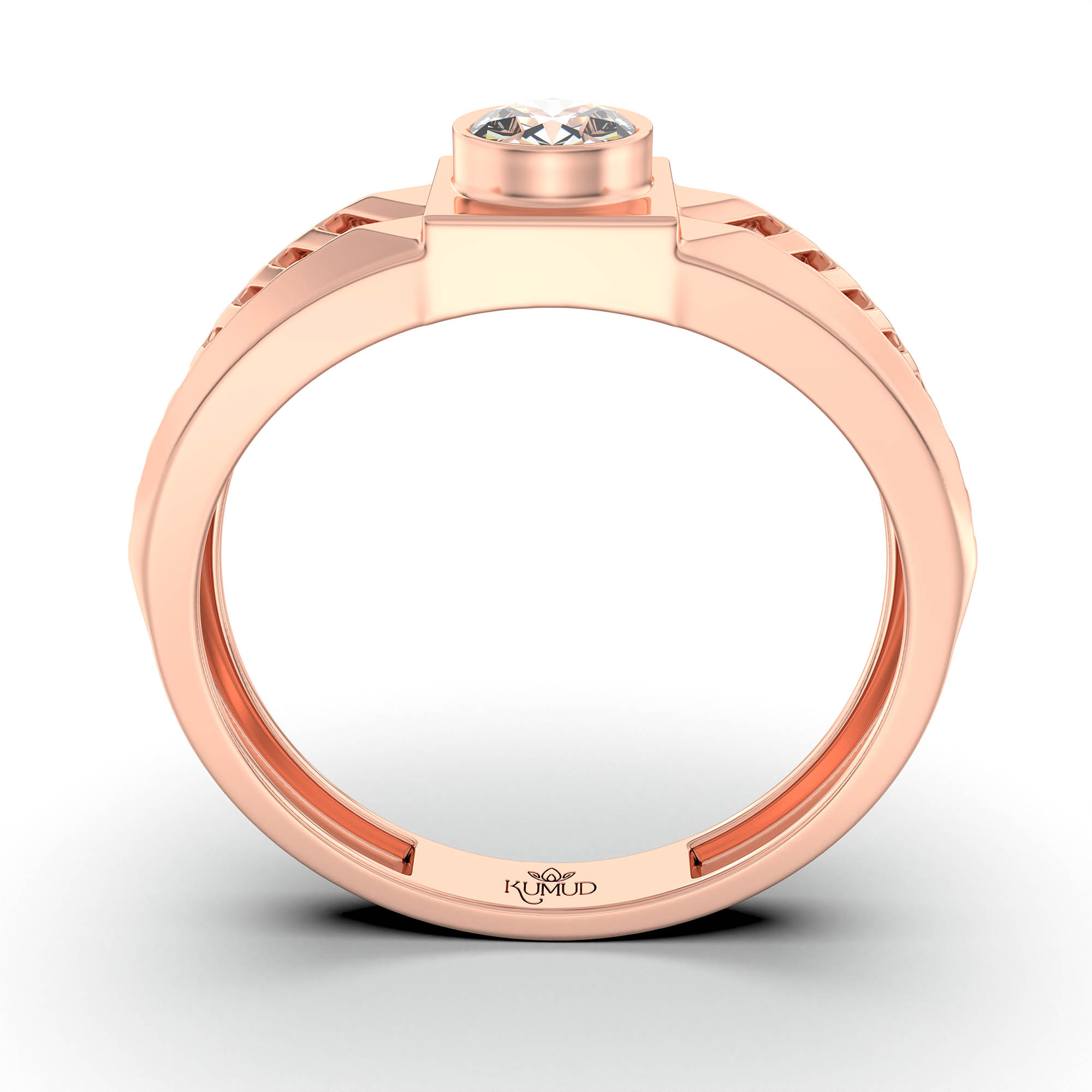 Lab-Grown Diamond Solitaire Ring for Men in 18K Rose Gold – 0.5 Ct Round, 6 g (Design K8-32-BBZAA) thumbnail