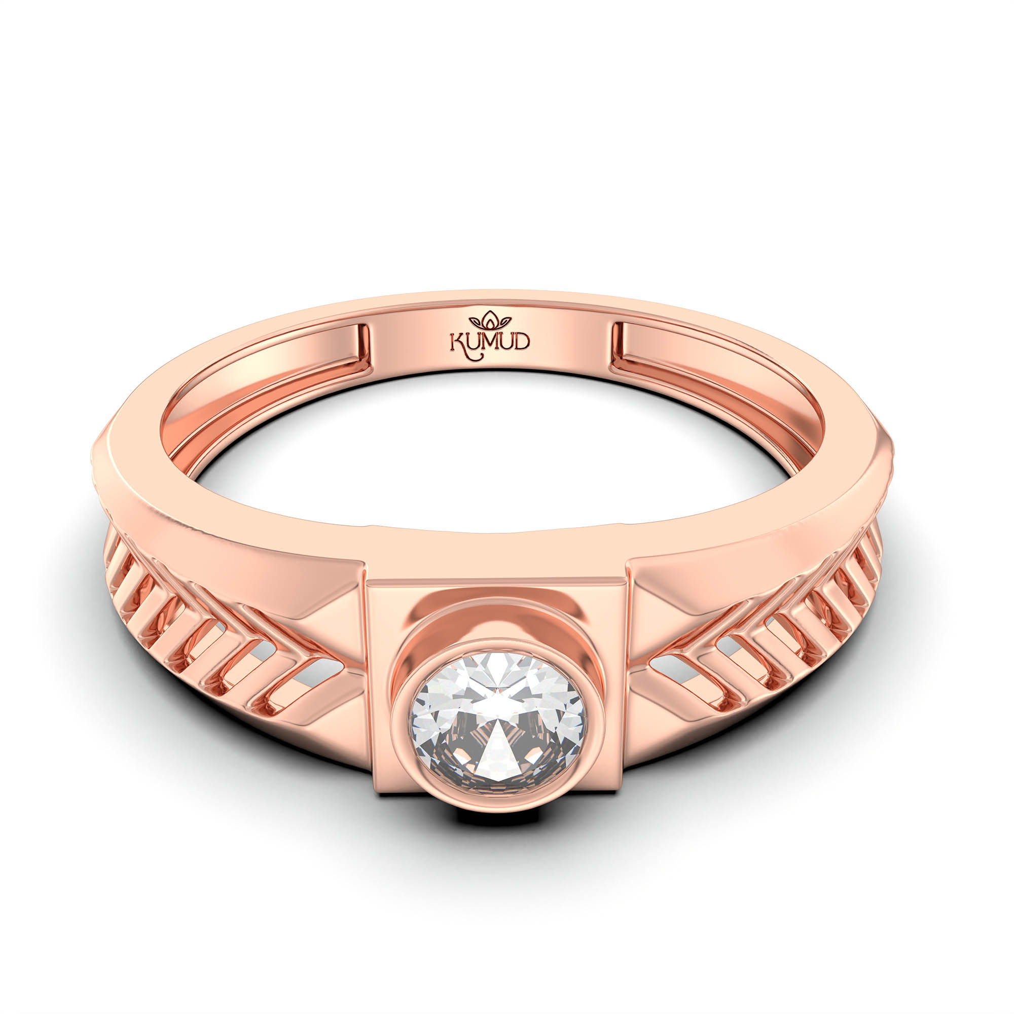 Lab-Grown Diamond Solitaire Ring for Men in 18K Rose Gold – 0.5 Ct Round, 6 g (Design K8-32-BBZAA) thumbnail