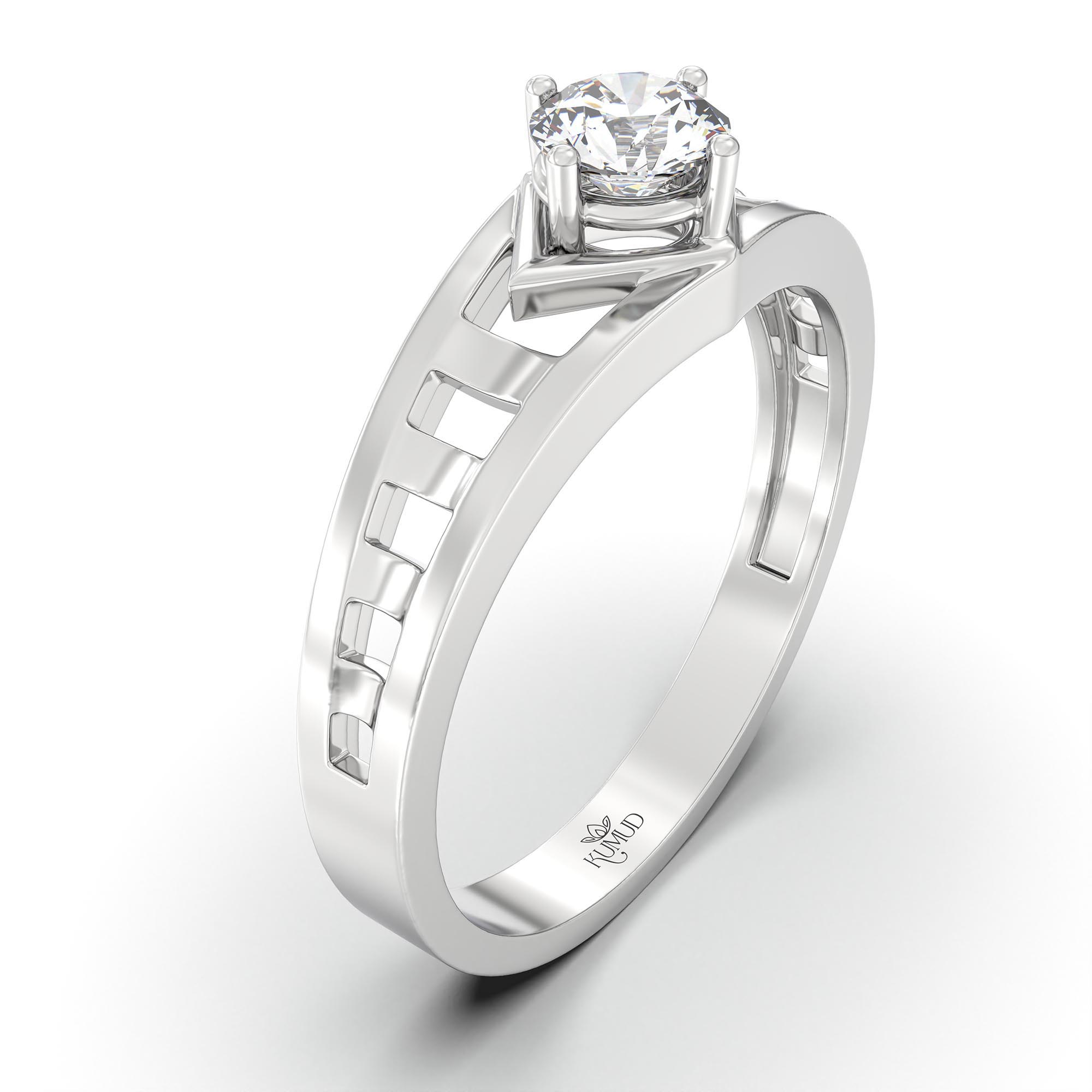 Lab-Grown Diamond Solitaire Ring for Men in 18K White Gold – 0.5 Ct Round, 6 g (Design K8-33-APGAA) thumbnail