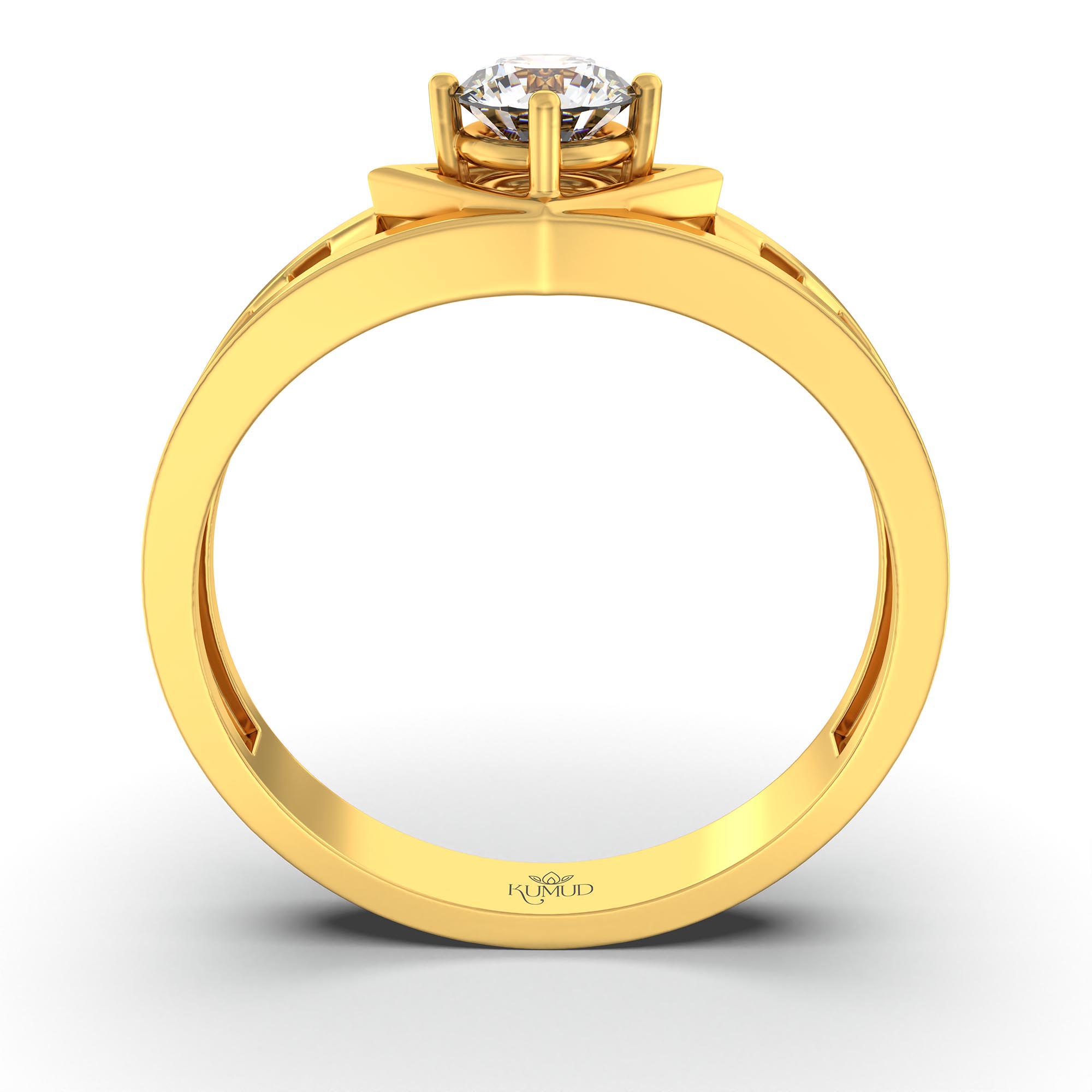Lab-Grown Diamond Solitaire Ring for Men in 22K Yellow Gold – 0.5 Ct Round, 6 g (Design K8-33-APGAA) thumbnail